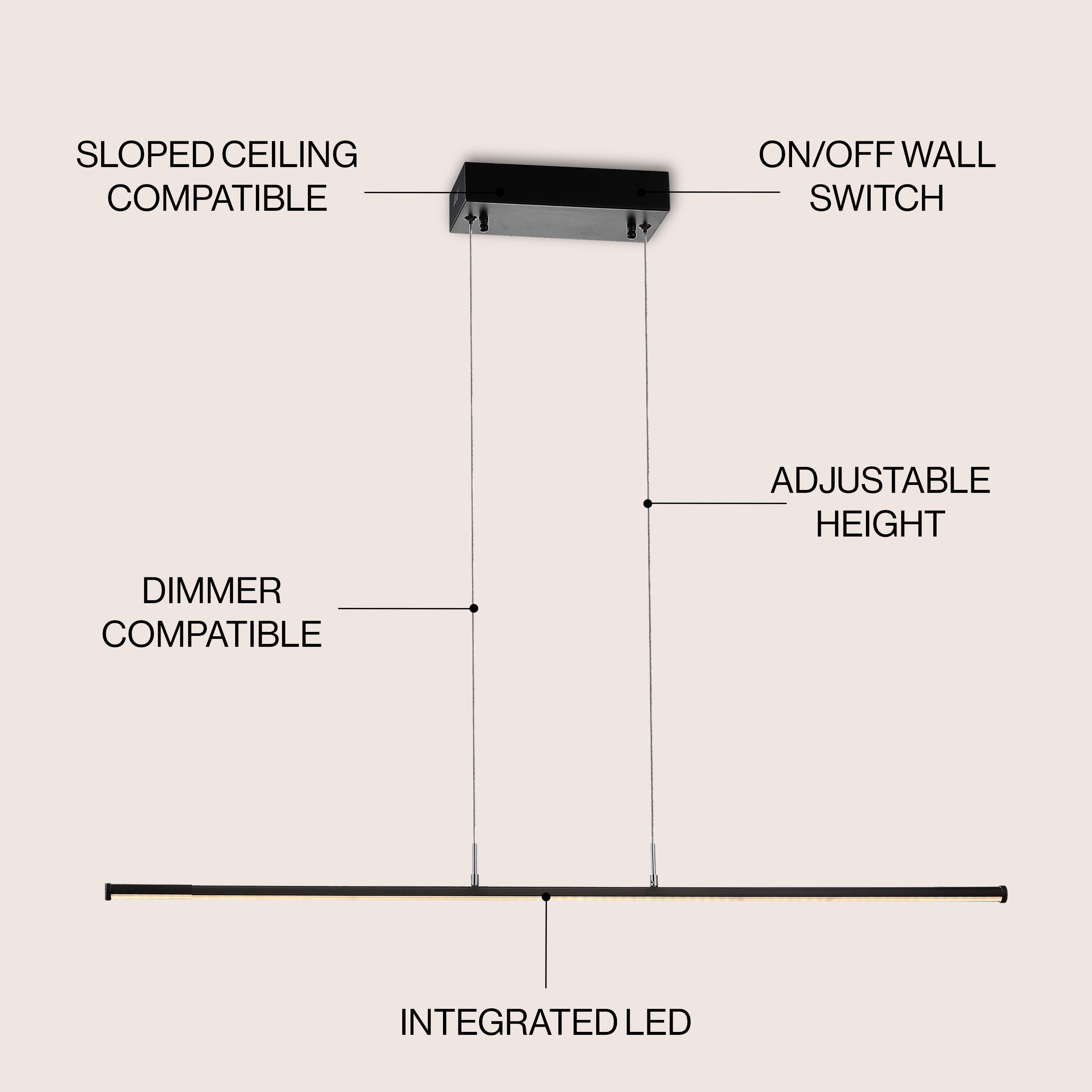 Conley 39.5" Dimmable Adjustable Integrated LED Metal Linear Pendant, Black