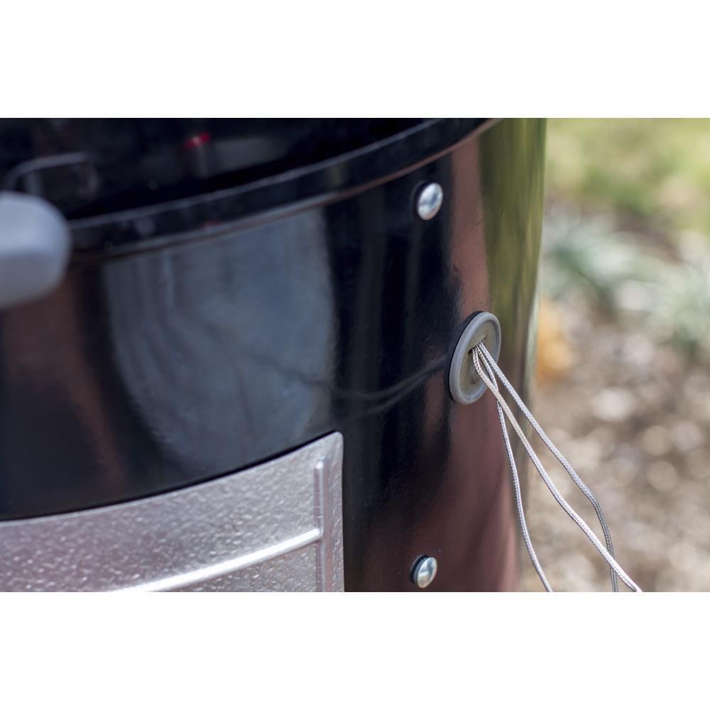 Black Porcelain Charcoal Smoker with Steel Grates and Thermometer