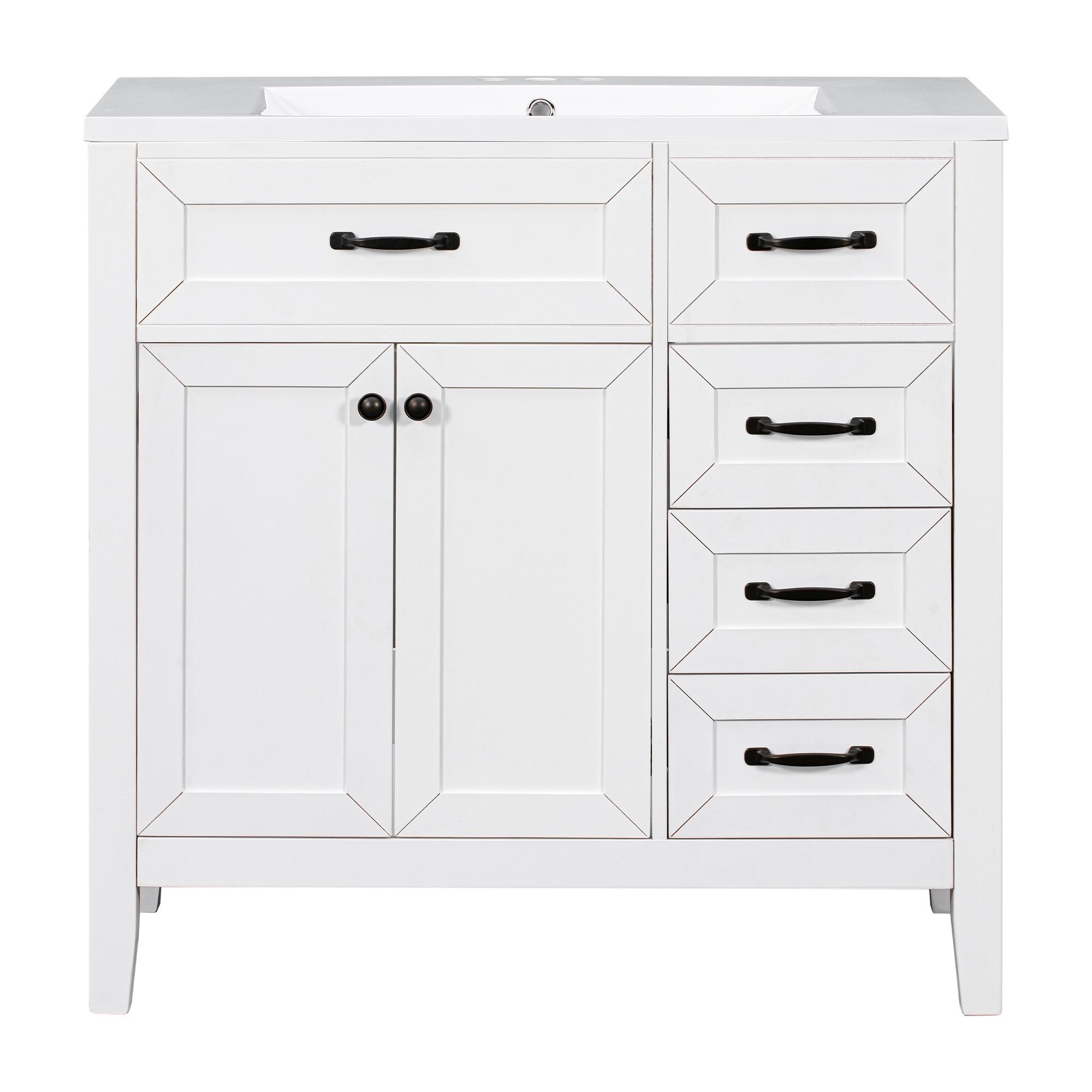 Home Decor 36.07'' Single Bathroom Vanity with Ceramic Sink Top Bathroom Storage Cabinet