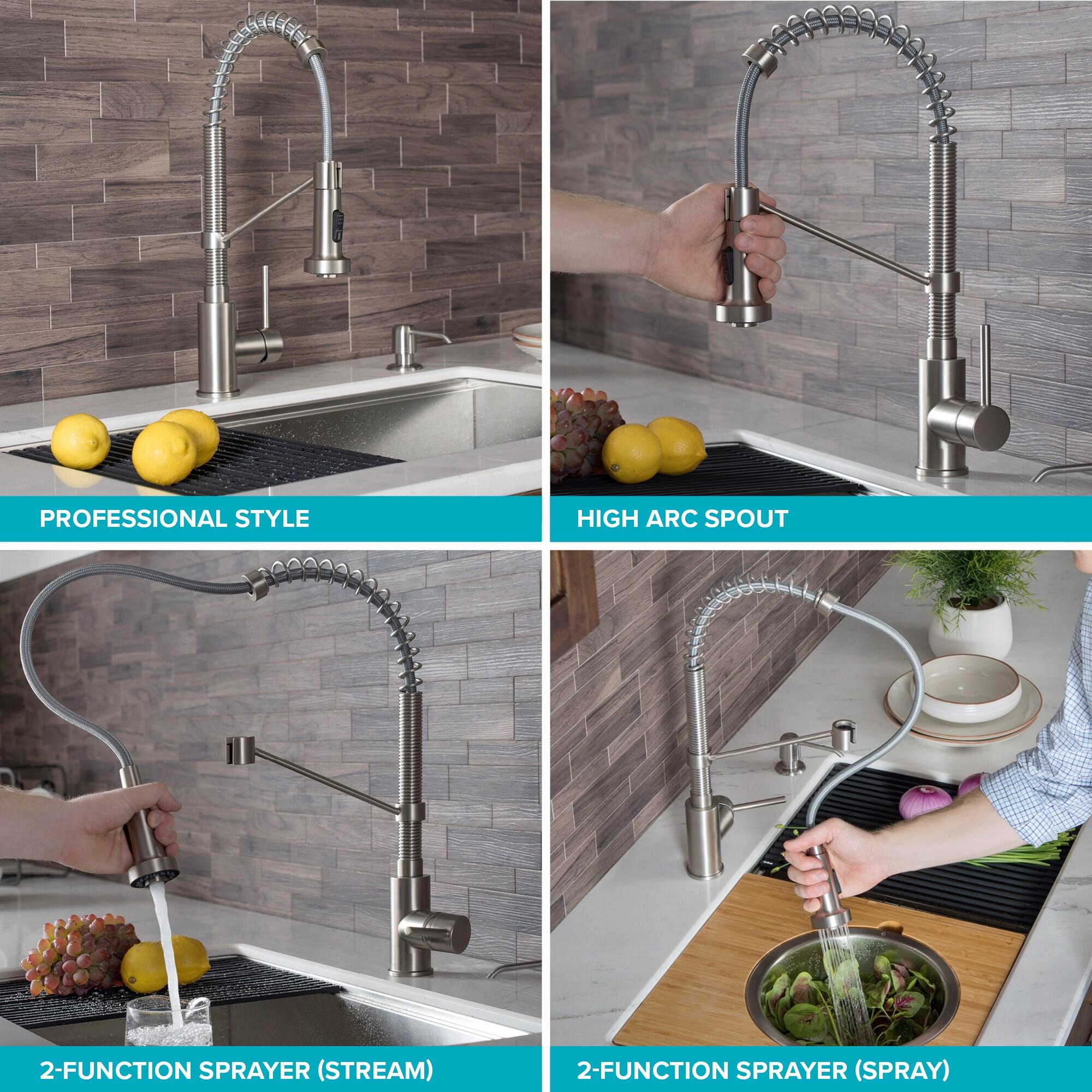 KRAUS Bolden Commercial Style 2-Function Single Handle Pull Down Kitchen Faucet