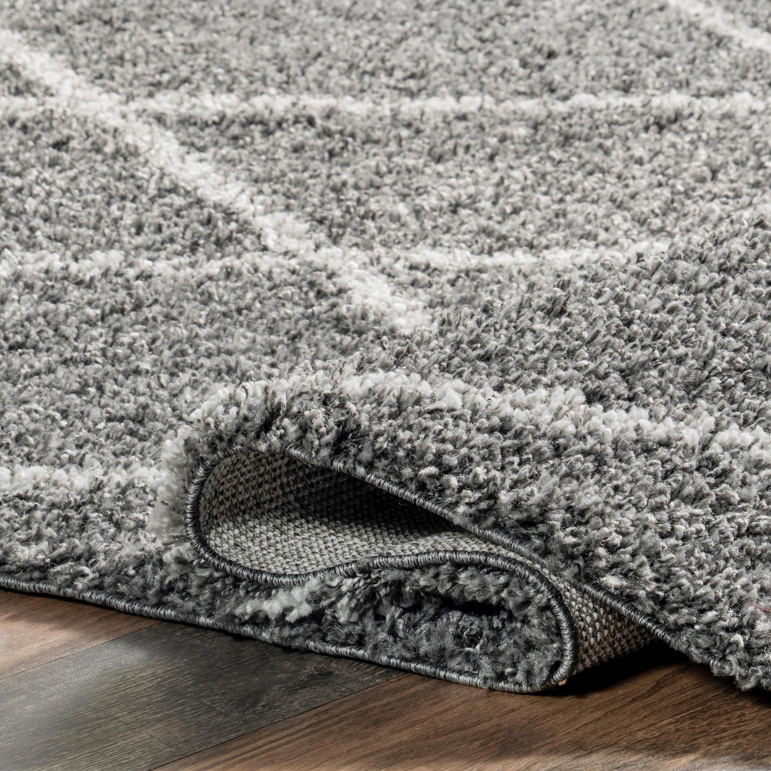 Nuloom Tess Trellis 4x6 Shag Indoor Area Rug for Living Room Bedroom Dining Room Nursery, Dark Grey/Ivory