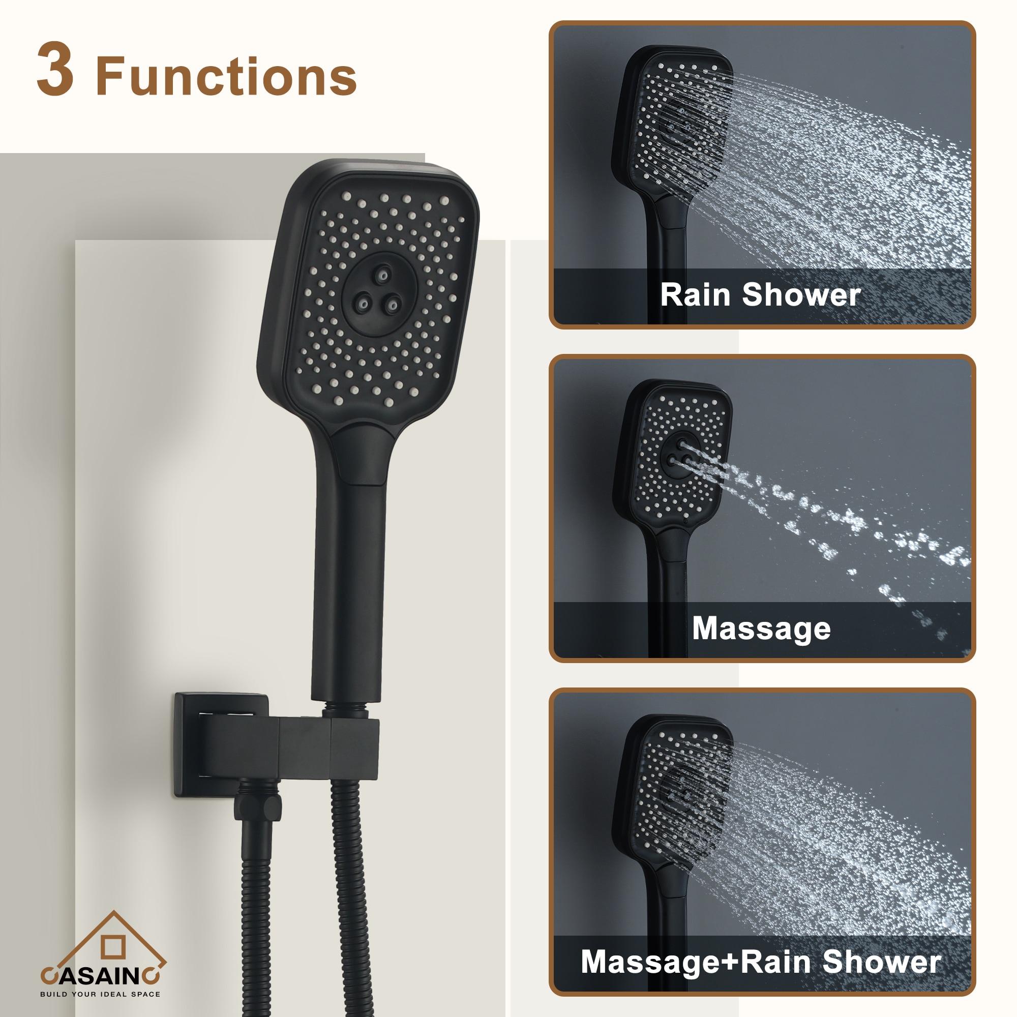 Rainfall Symphony 12inch 3-Function Dual Shower Head Thermostatic Shower System with 3 Sprays Handheld