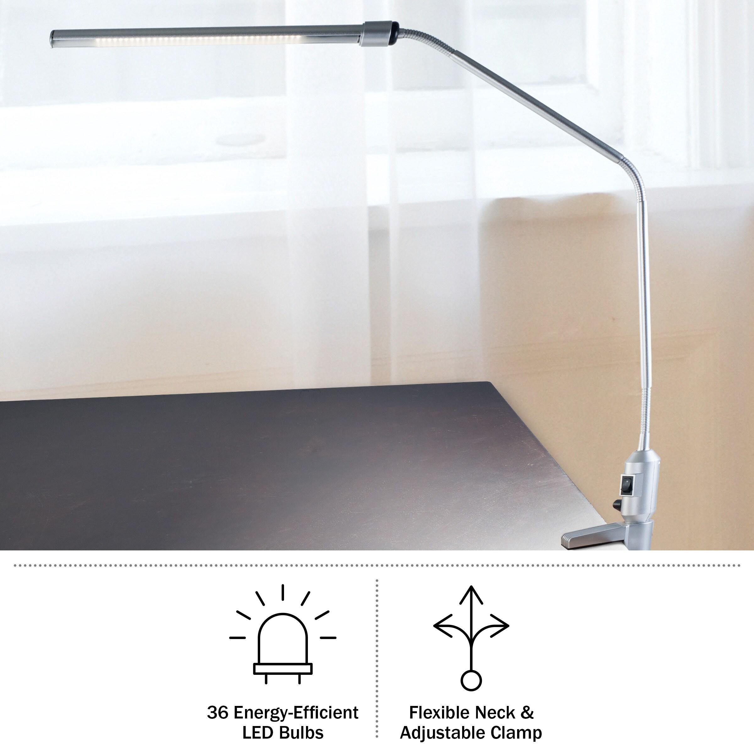 Hastings Home Modern Contemporary LED Clamp Desk Lamp – Silver