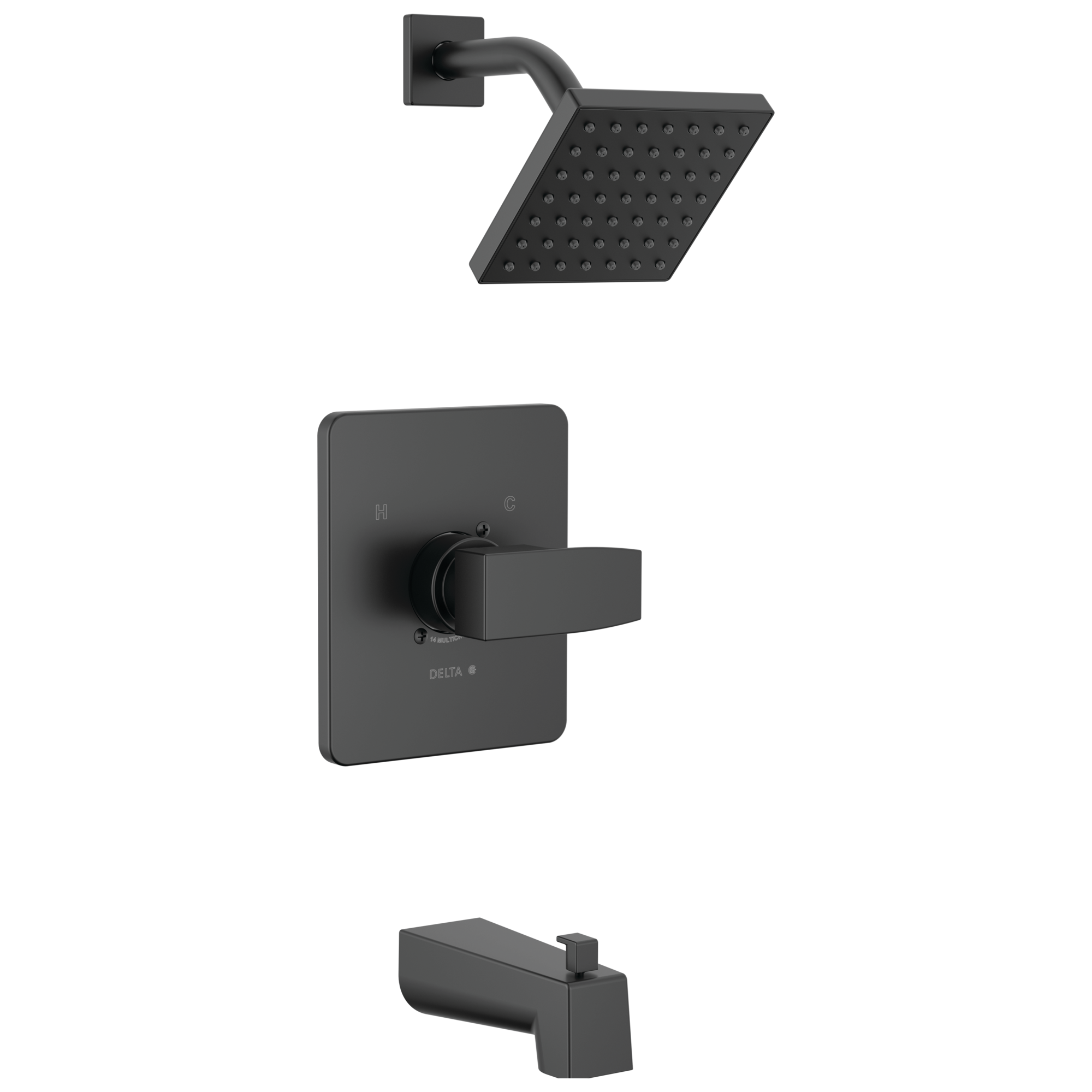 Modern Monitor 14 Series 1-handle Single Function Square Tub & Shower Trim