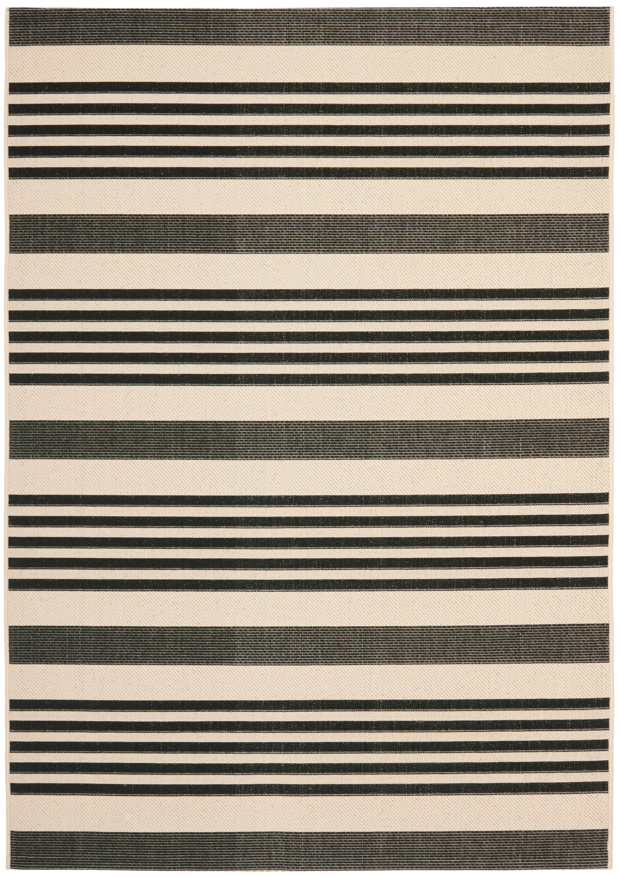 Courtyard CY6062 Power Loomed Indoor/Outdoor Area Rug - Black/Bone - 5'3"x7'7" - Safavieh.