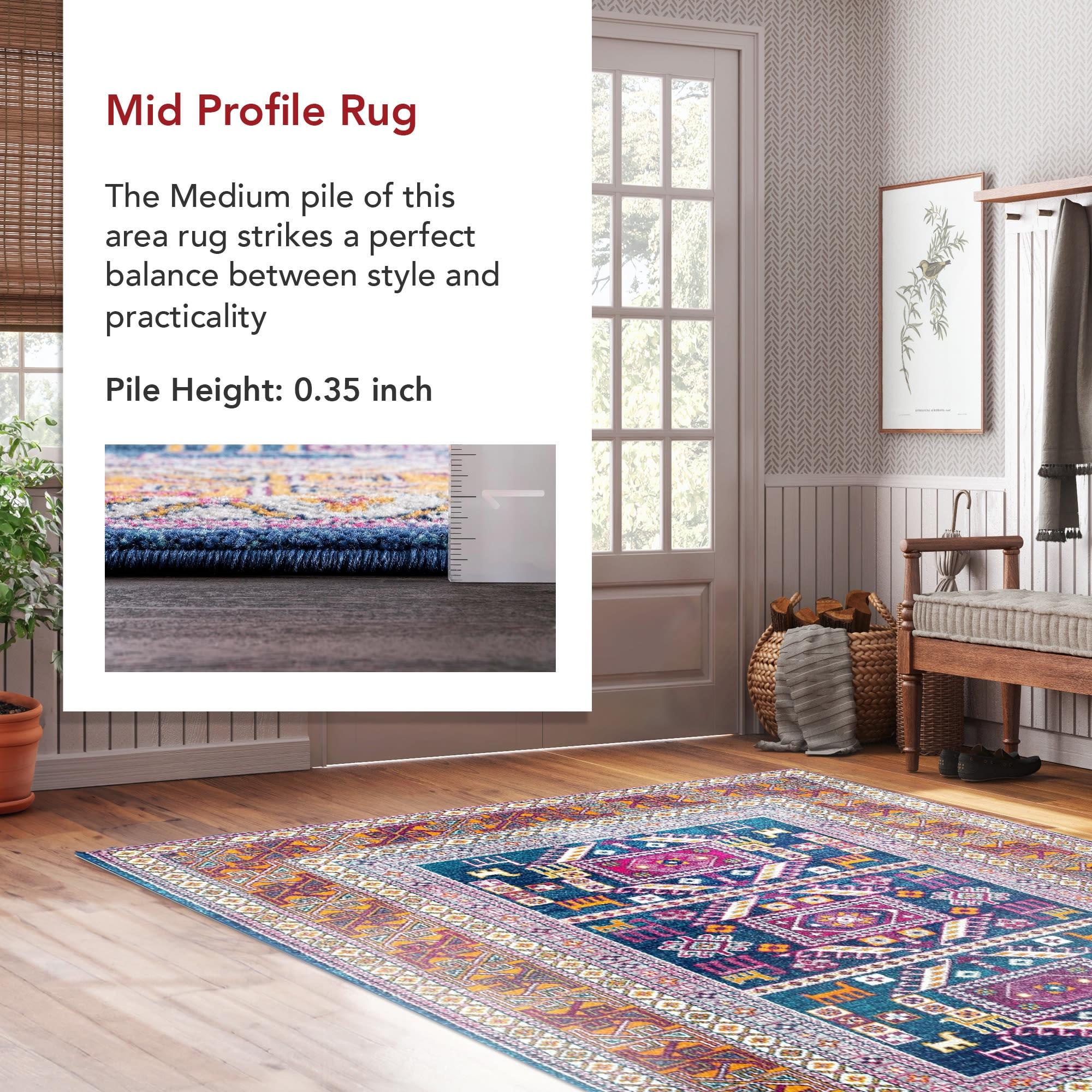 Nuloom Lorena Geometric 7x9 Indoor Area Rug for Living Room Bedroom Dining Room Kitchen, Navy/Orange