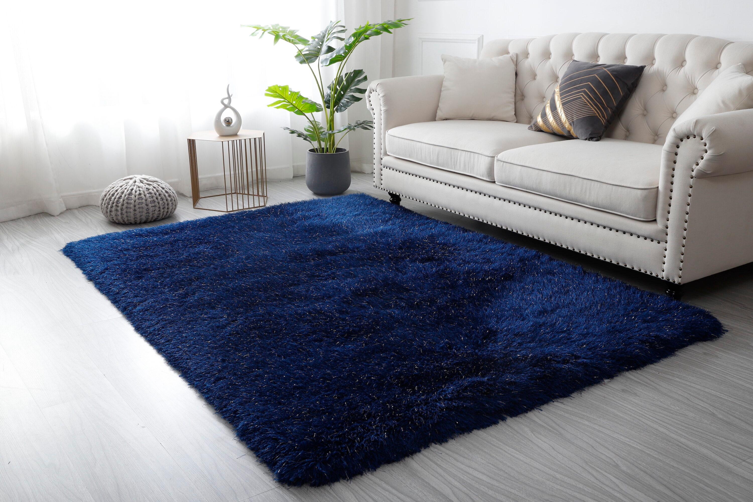 LOCHAS Ultra Soft Indoor Modern Area Rugs Fluffy Living Room Carpets for Children Bedroom Home Decor Nursery Rug 3x5 Feet, Navy