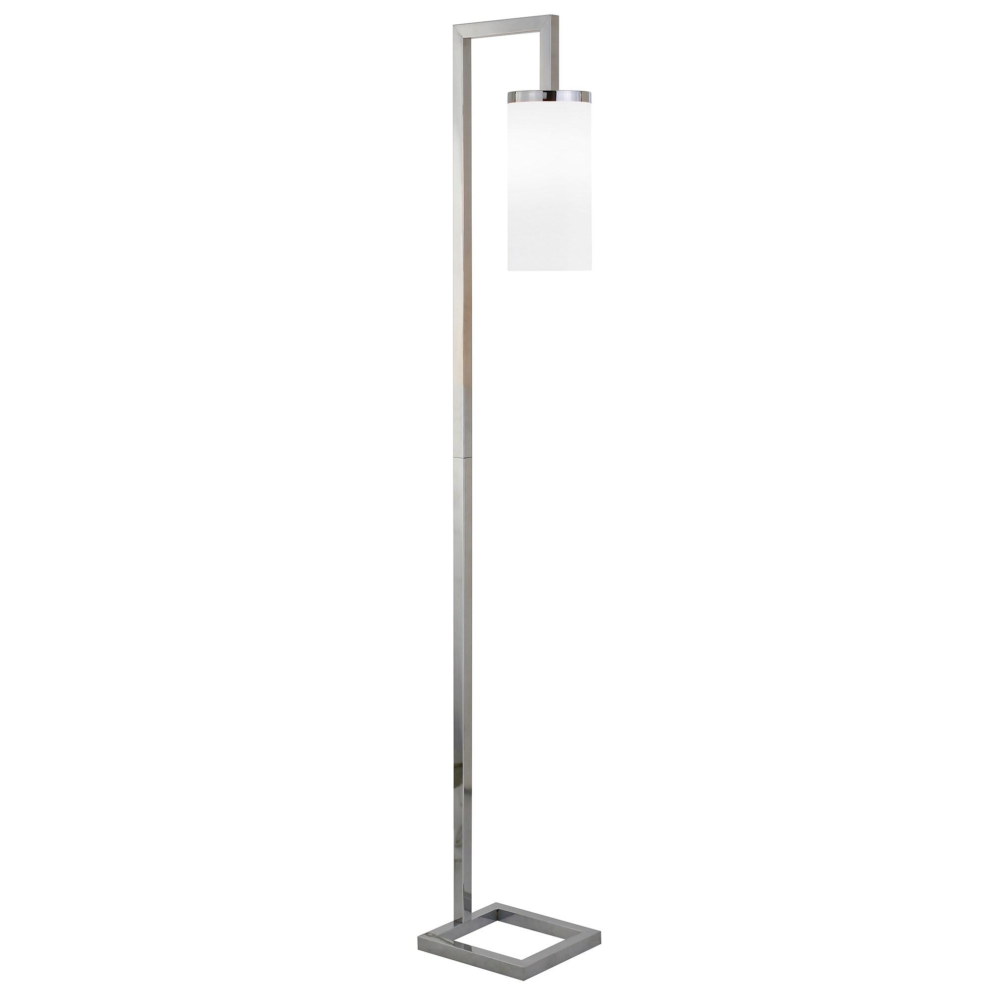 Henn&Hart 11" Polished Nickel Metal/Glass Floor Lamp