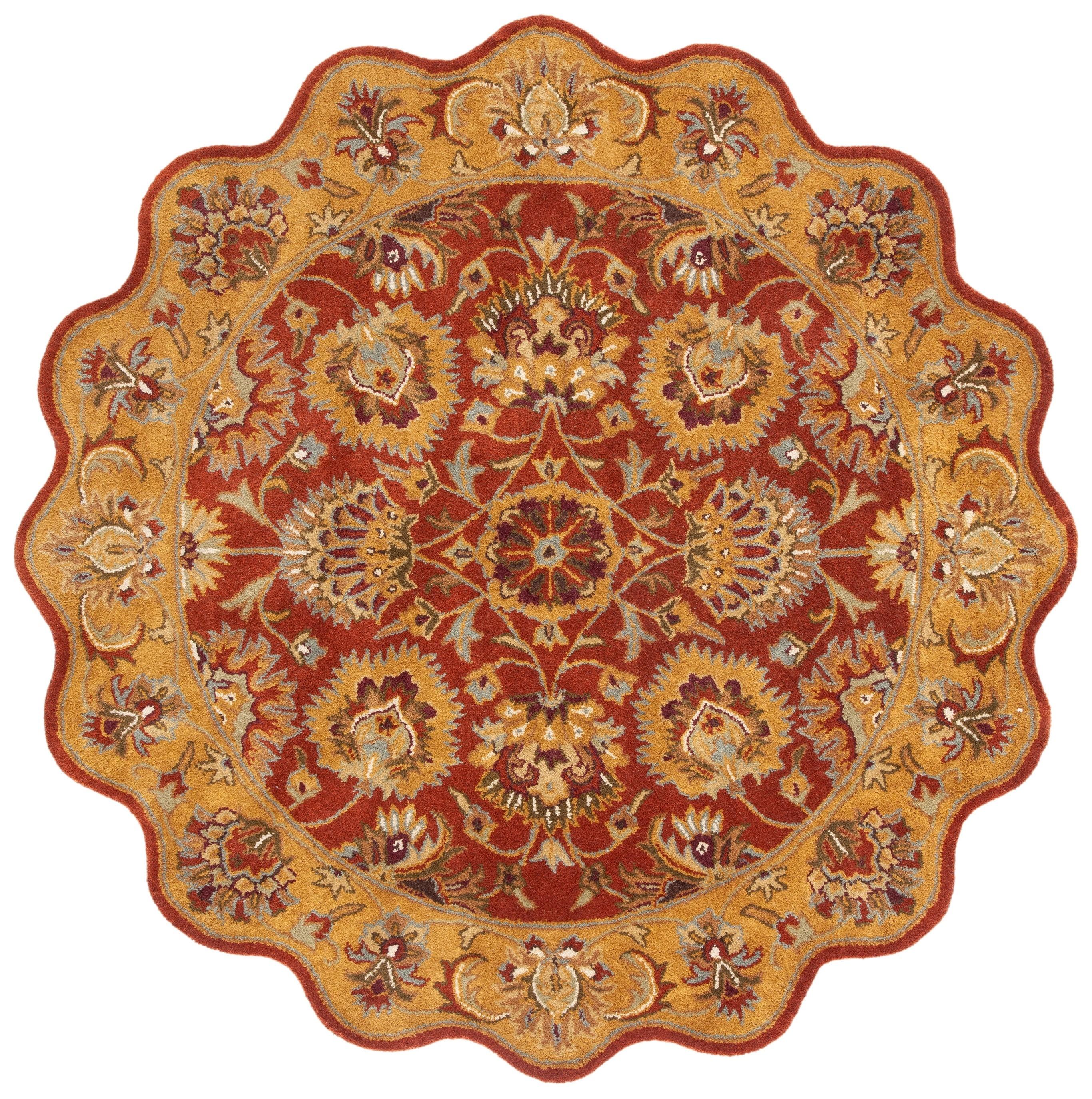 Heritage HG820 Hand Tufted Area Rug - Red/Natural - 6' Round - Safavieh.