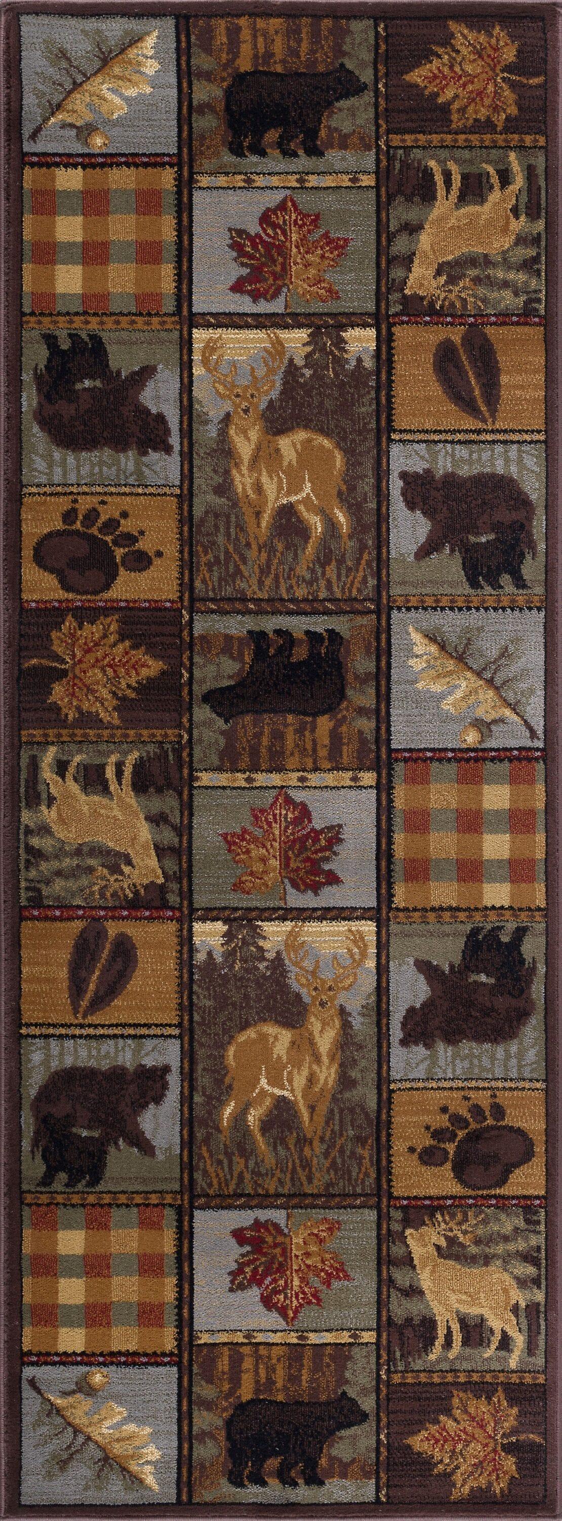 Tayse Nature Area Rug 6568 Lodge Multi Squares Bearpaw 2' 7" x 7' 3" Rectangle