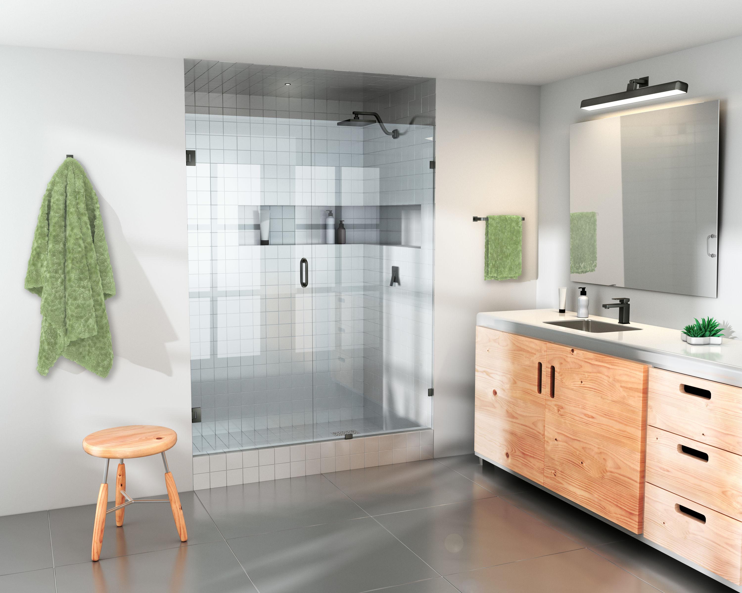 58 in. x 78 in. Fully Frameless Wall Hinge Shower Door