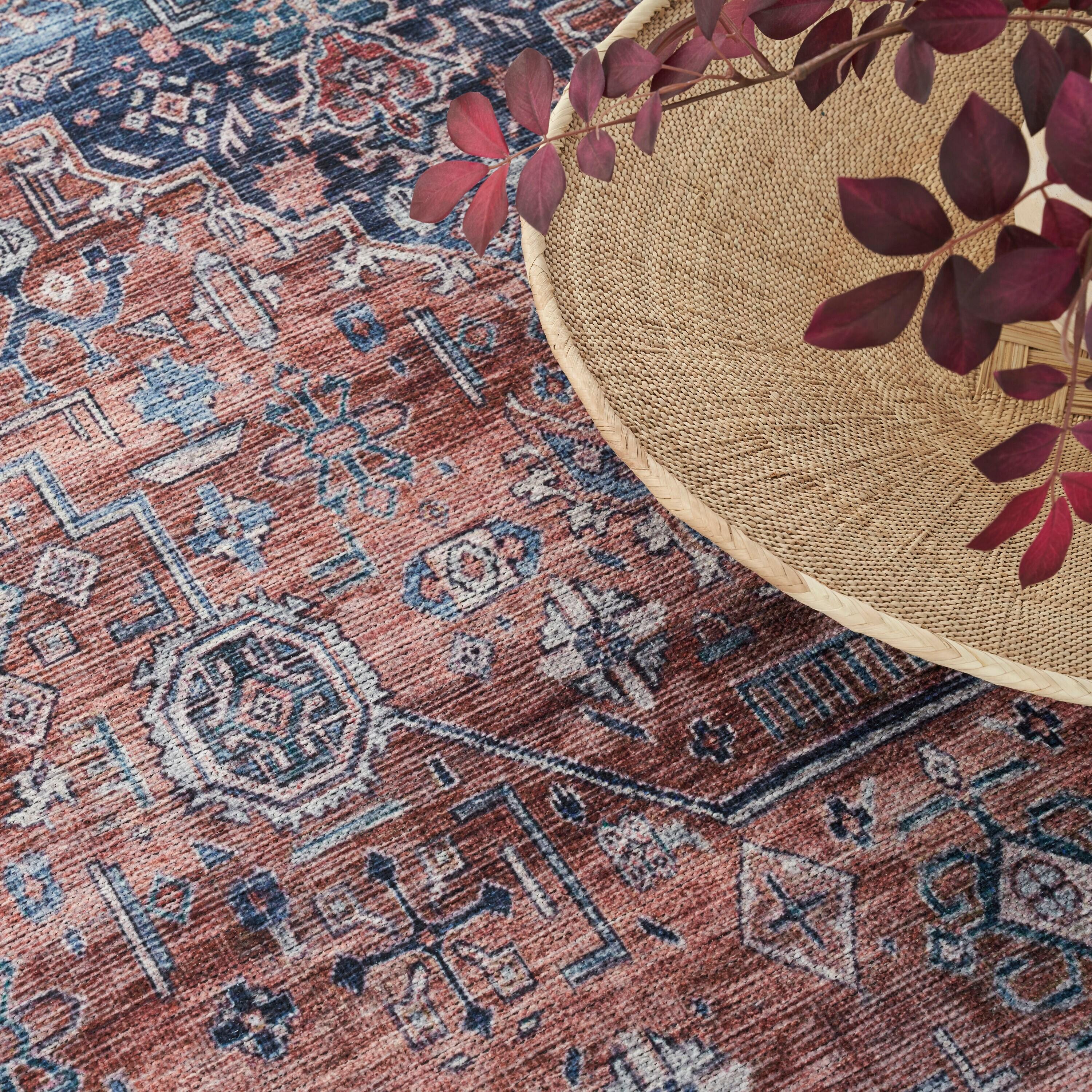 Nourison Washable Brilliance 7'10" x 9'10" Blue/Multi Vintage Indoor Rug