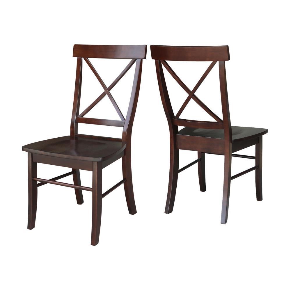 Set of 2 X Back Chairs with Solid Wood - International Concepts