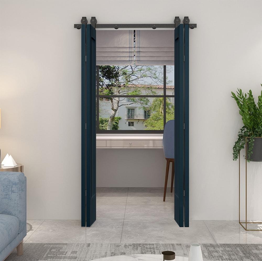 Calhome Paneled MDF Composite Double Bifold Barn Doors with Installation Hardware Kit