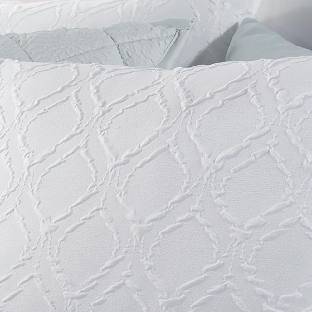 Microsculpt King 3pc Solid Ogee Duvet Set White: Polyester Microfiber, Lightweight, Hidden Button Closure