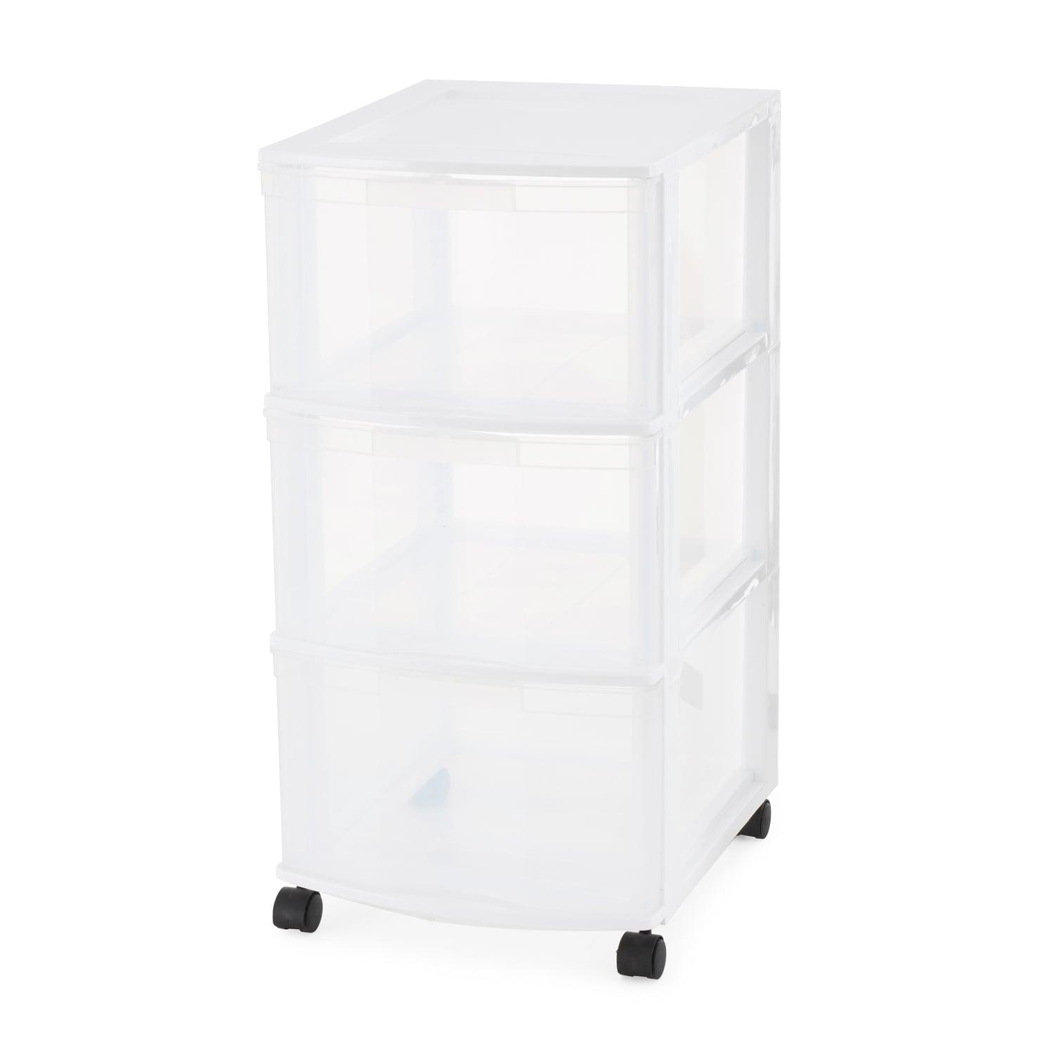 Gracious Living 3-Drawer Organizer Cart, Plastic Drawer Storage for Home or Office, White