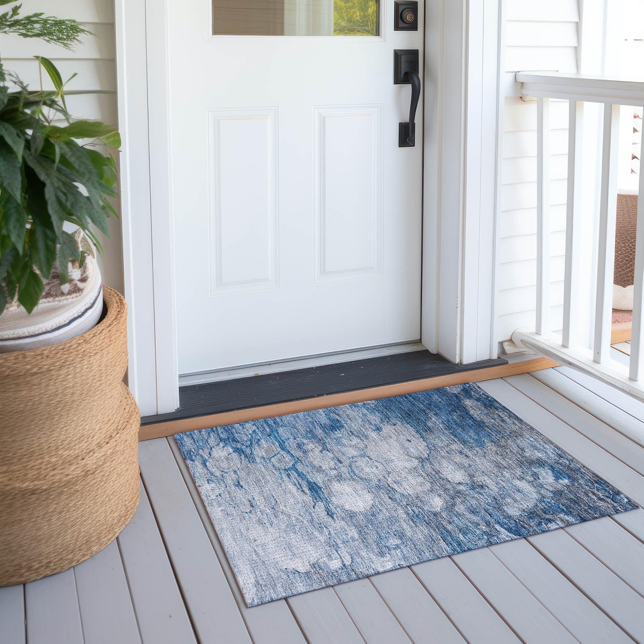 Addison Rugs Machine Washable Indoor/ Outdoor Chantille Modern Abstract Rug Blue - 1'8" x 2'6"