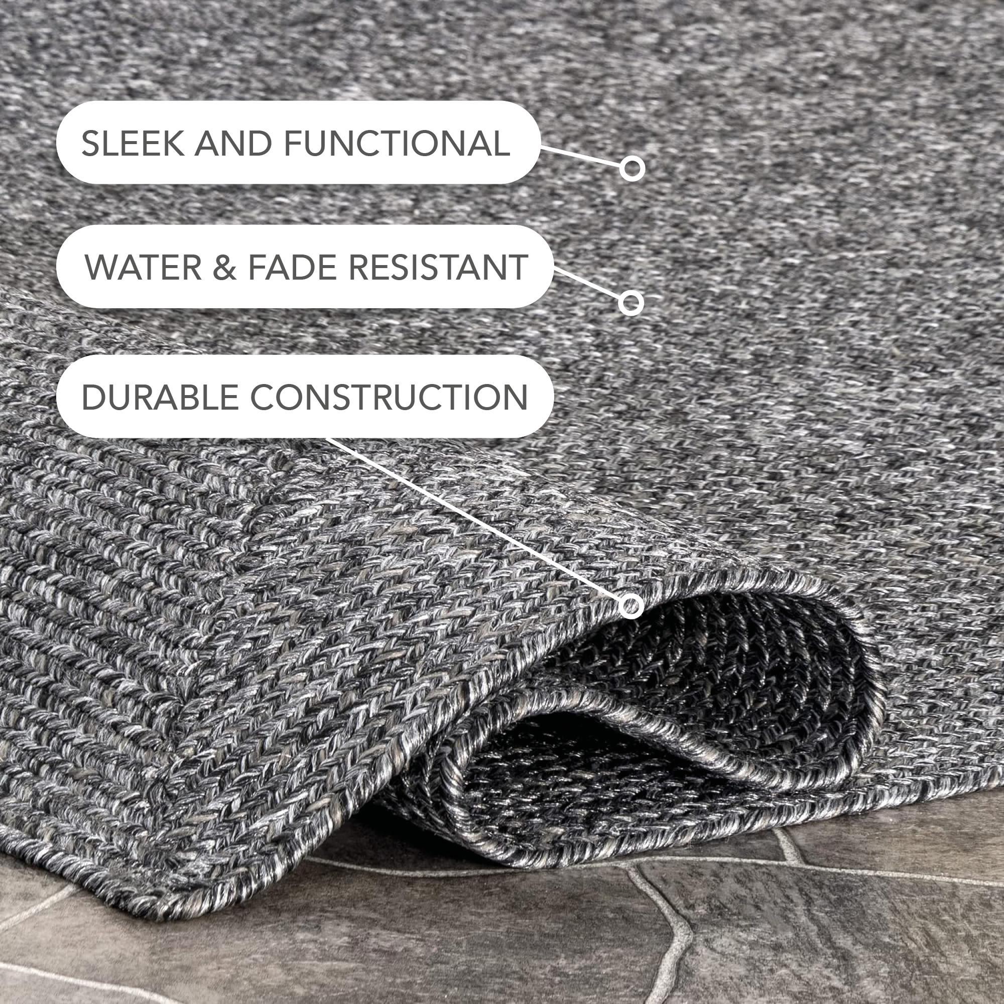 nuLOOM Wynn Braided Indoor/Outdoor Charcoal 2' x 3' Casual Area Rug