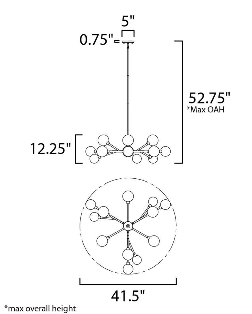 ET2 Lighting Asteroid 12 - Light Chandelier in  Polished Chrome