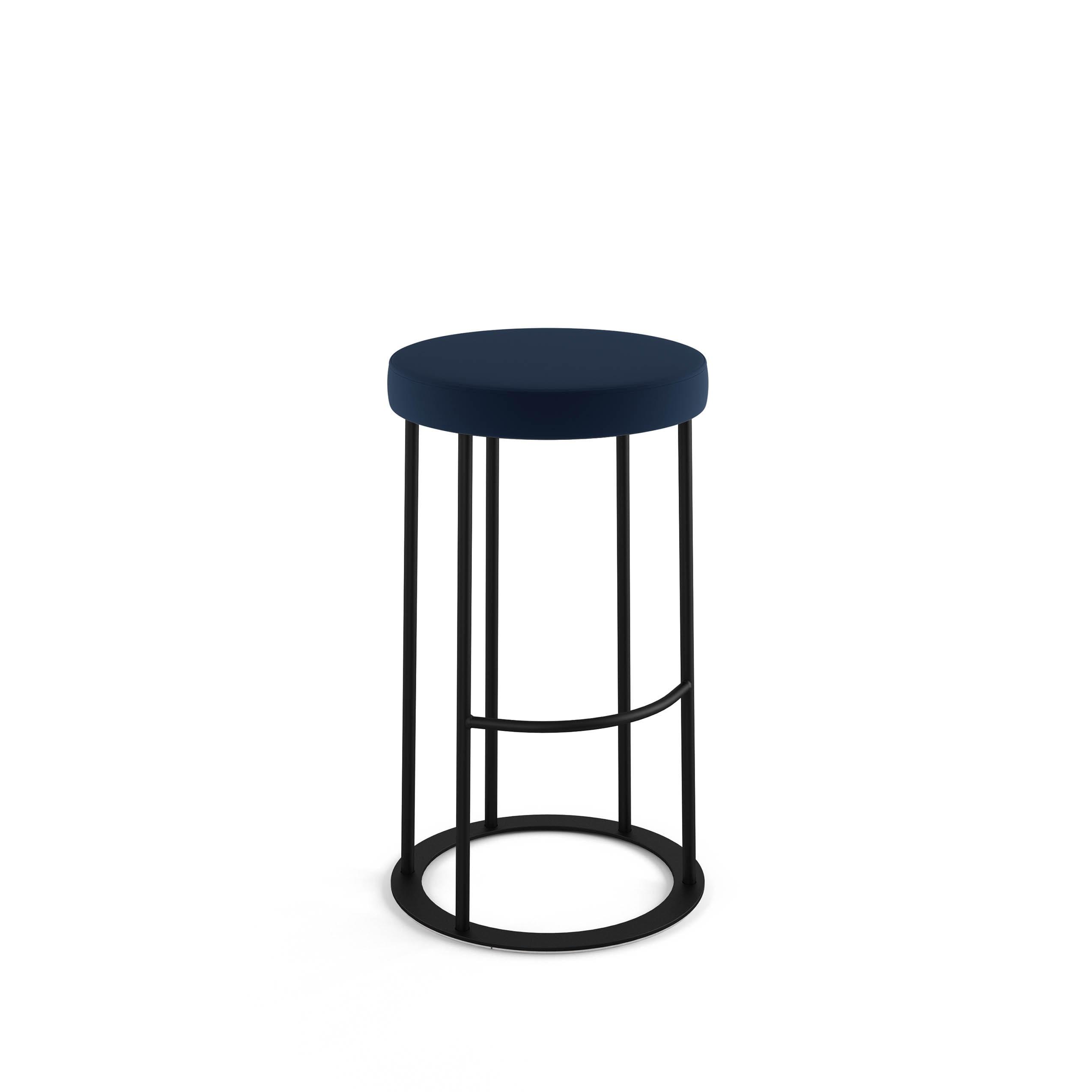 Amisco Iris 26 In. Counter Stool - Blue Polyurethane / Black Metal