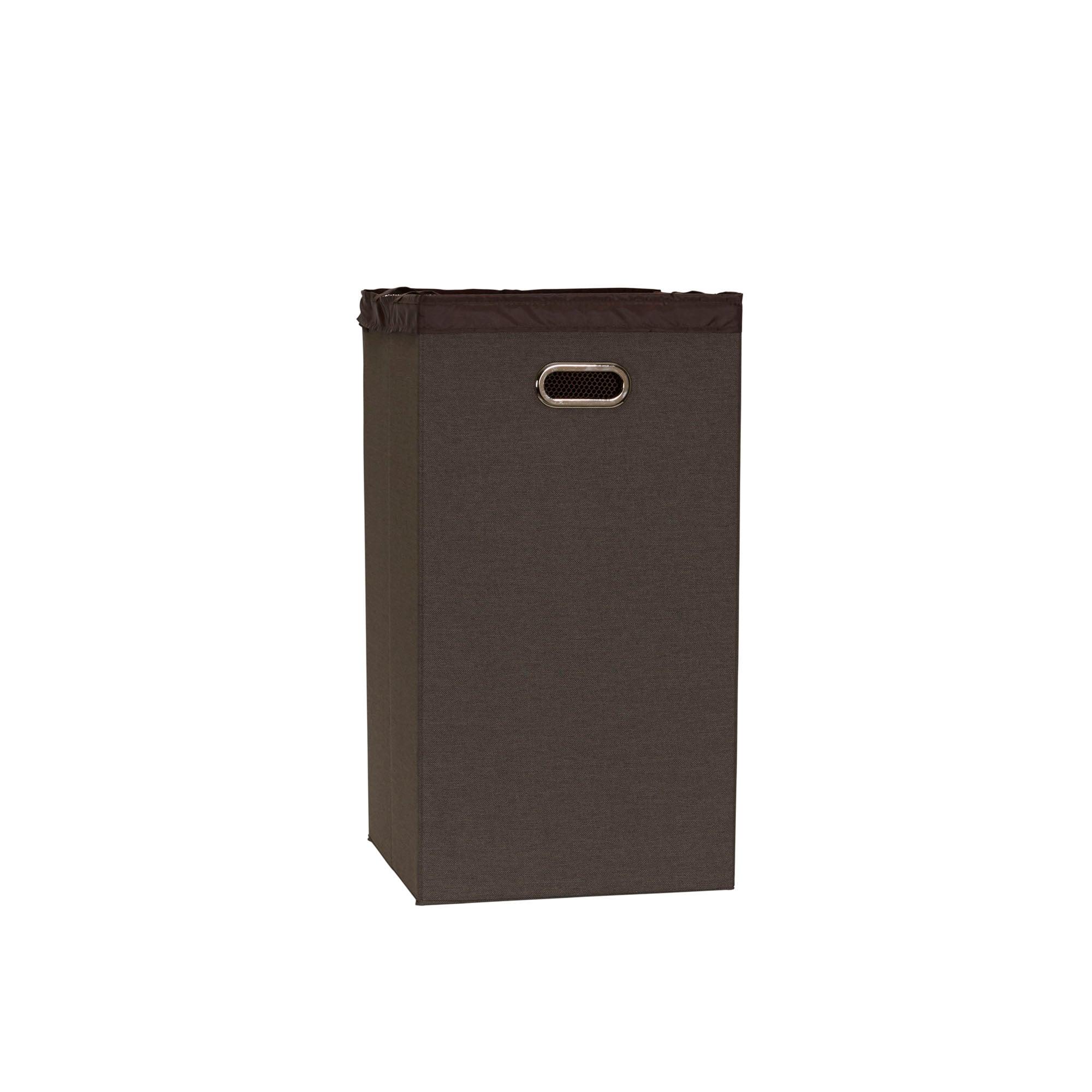 Household Essentials Collapsible Laundry Hamper Gray/Brown: Slim Clothes Hamper with Lid, Removable Liner, Magnetic Closure