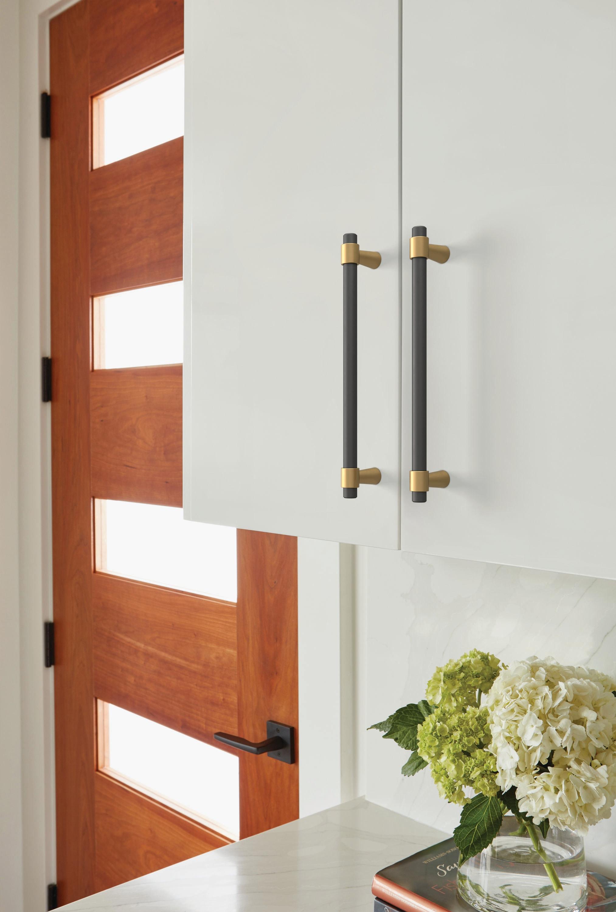 Amerock Mergence 6-5/16 inch (160mm) Center-to-Center Matte Black/Champagne Bronze Cabinet Pull