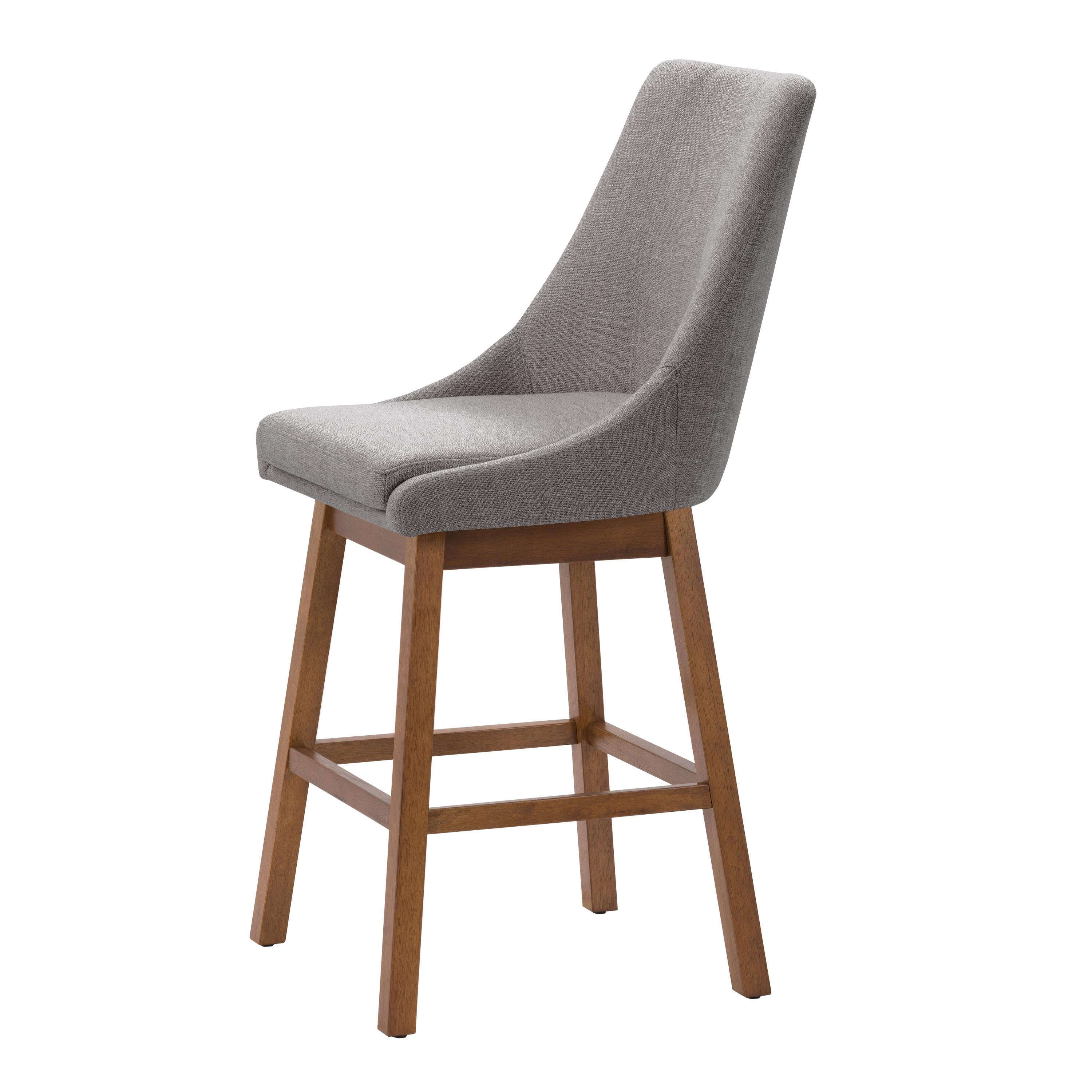 Set of 2 Boston Formed Back Fabric Barstools Light Gray - CorLiving: Upholstered, Counter Height, Rubberwood Legs