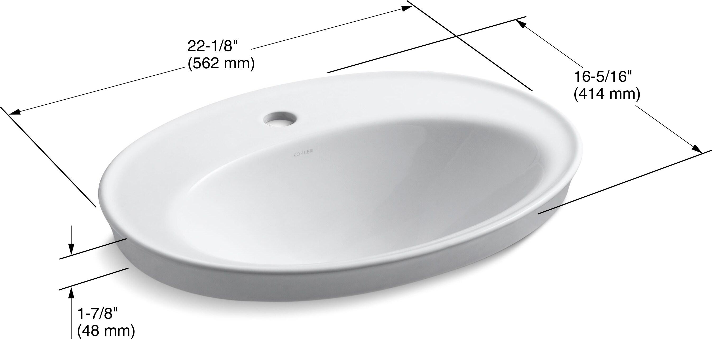 Serif® Ceramic Oval Drop-In Bathroom Sink with Overflow