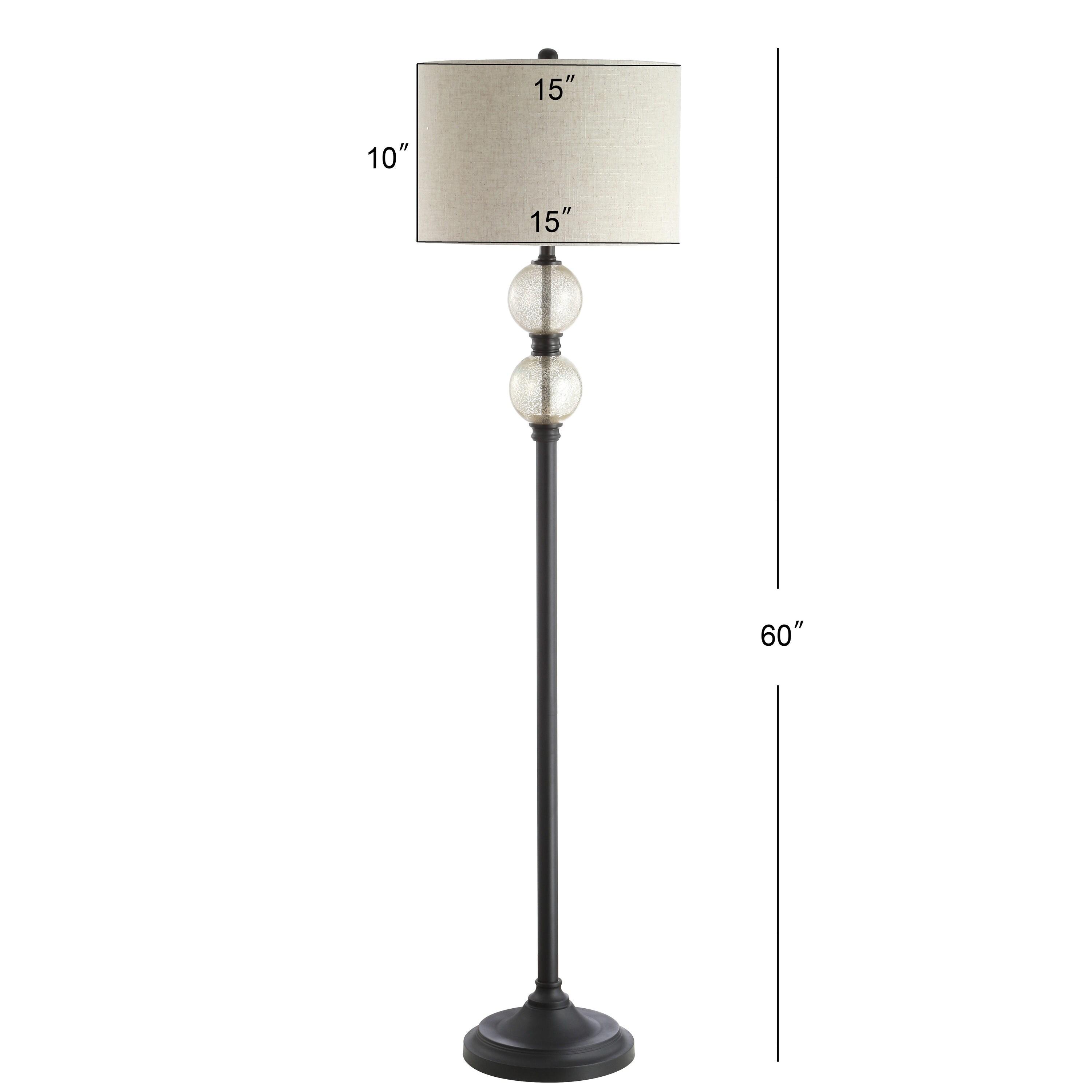 JONATHAN Y January 60" Glass/Metal LED Floor Lamp, Mercury Glass/Oil Rubbed Bronze