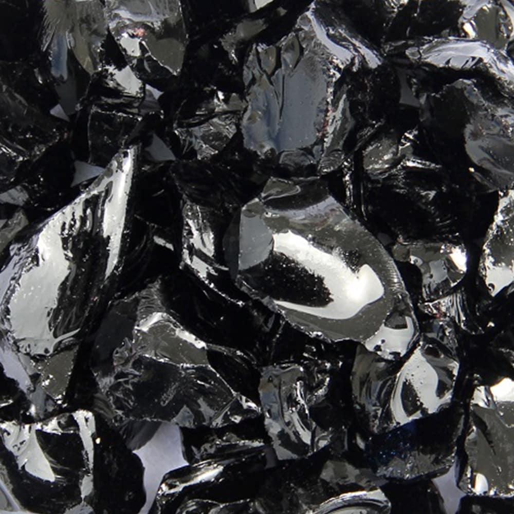 Modern Shimmering Black Recycled Fire Glass - 10 lbs