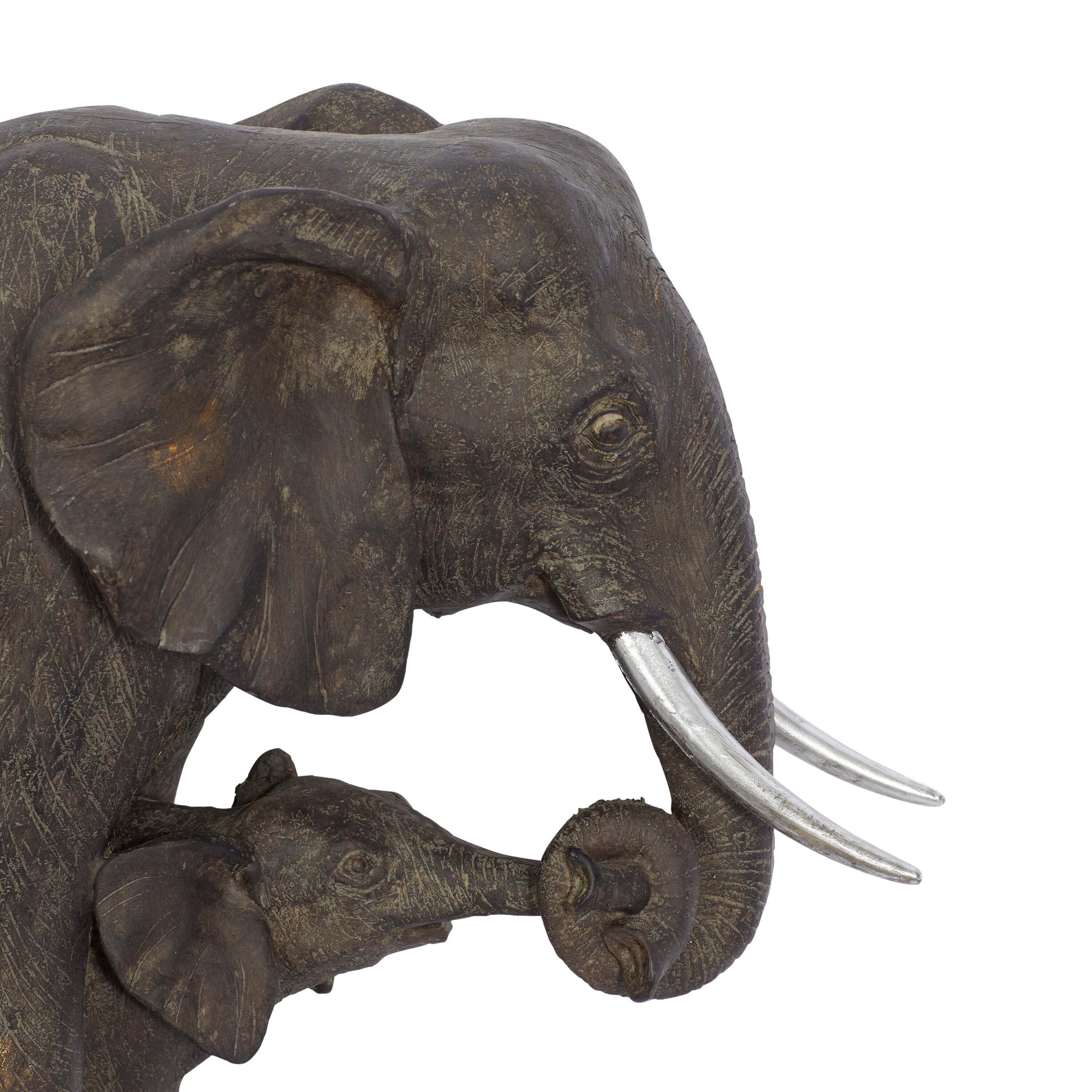 20" x 13" Gray Polystone Elephant Sculpture, by DecMode