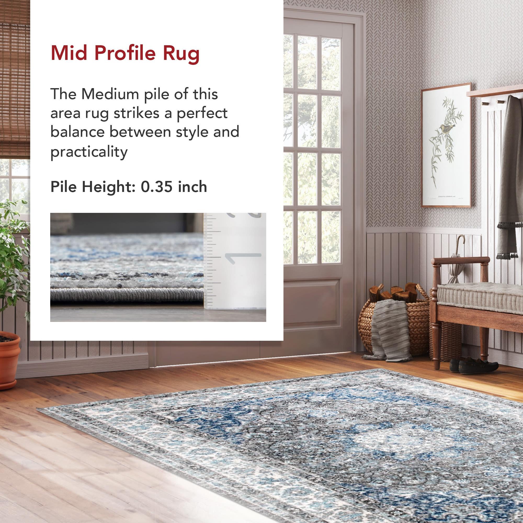 nuLOOM 4'x6' Verona Vintage Persian Style Area Rug Dark Gray: Medallion Pattern, Low Pile, Indoor Use