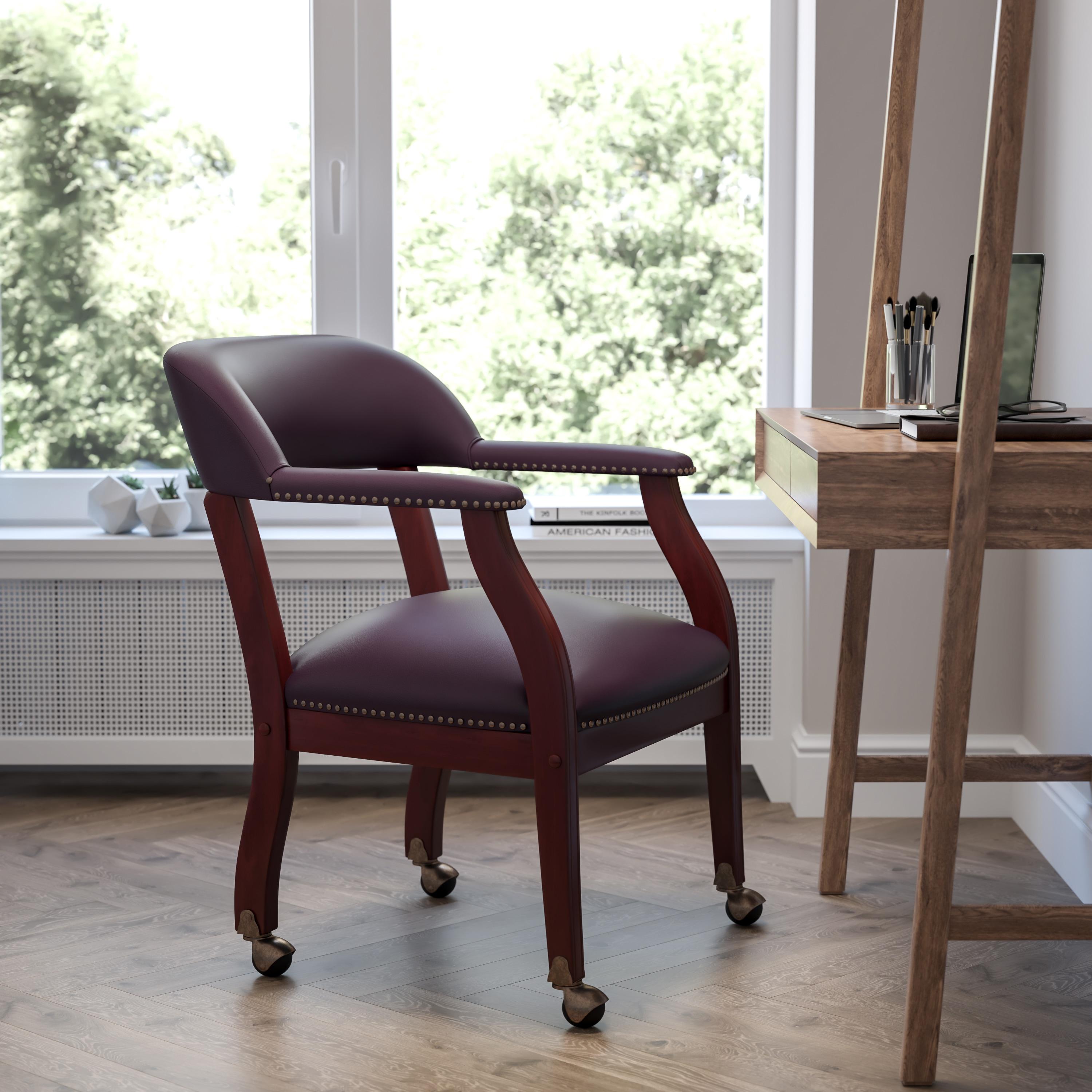 Leather Seat Waiting Room Chair with Wood Frame