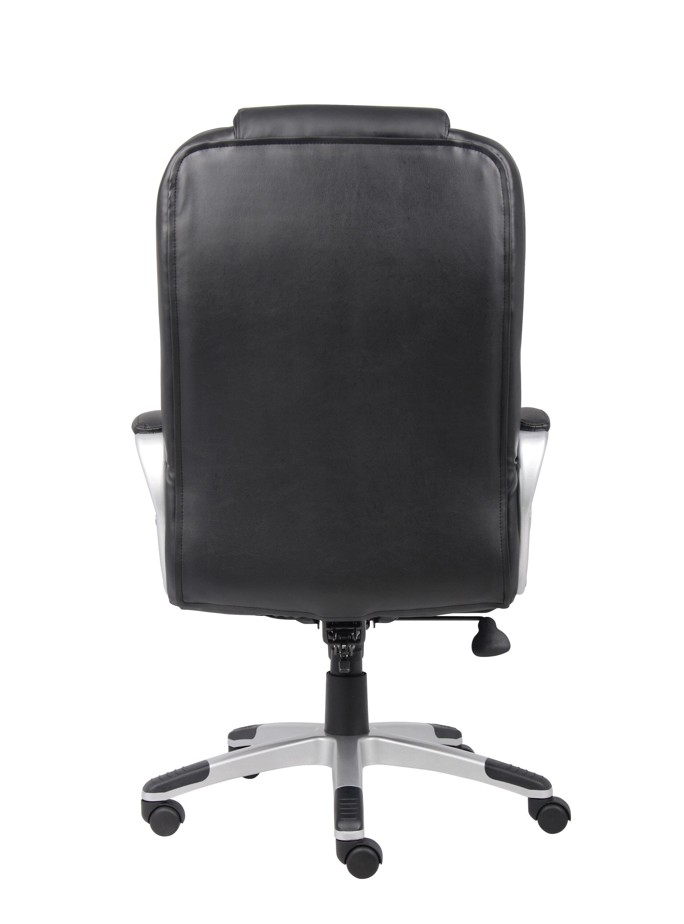 Executive Leatherplus Chair Black - Boss Office Products: High Back, Waterfall Seat, No Tool Assembly