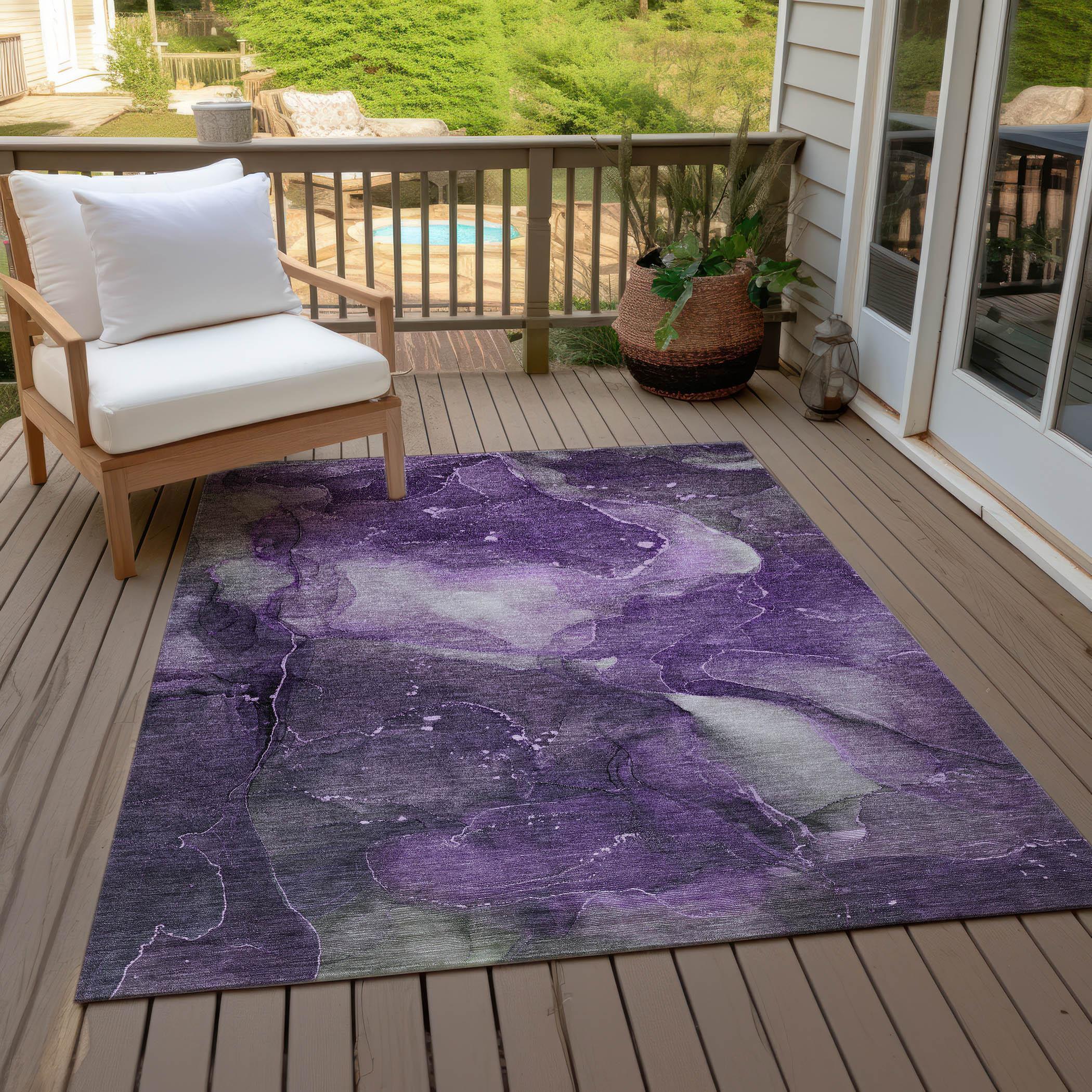 Addison Rugs Chantille Indoor/Outdoor Transitional Watercolors Purple Washable Rectangle Rug, 3' x 5'