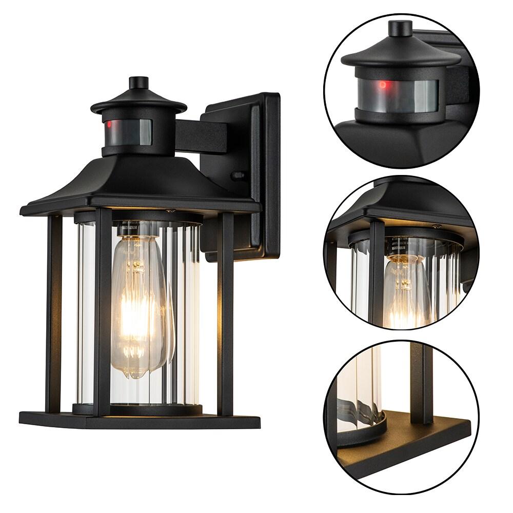 C Cattleya 2-Pack Matte Black Motion Sensing Dusk to Dawn Outdoor Wall Lights (E26)