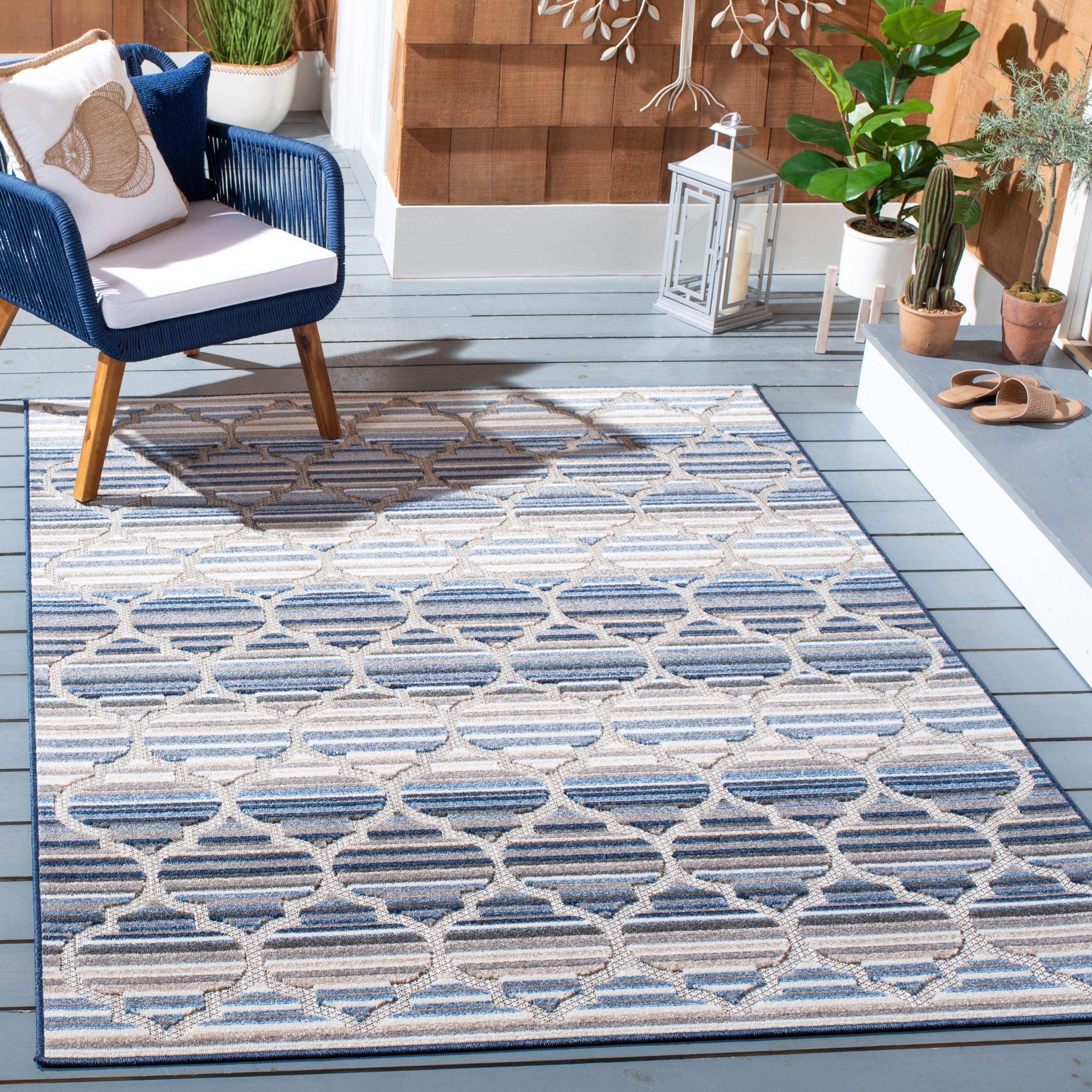 Cabana CBN333 Loomed Indoor Accent Rug - Blue/Grey - 3'x3' - Safavieh