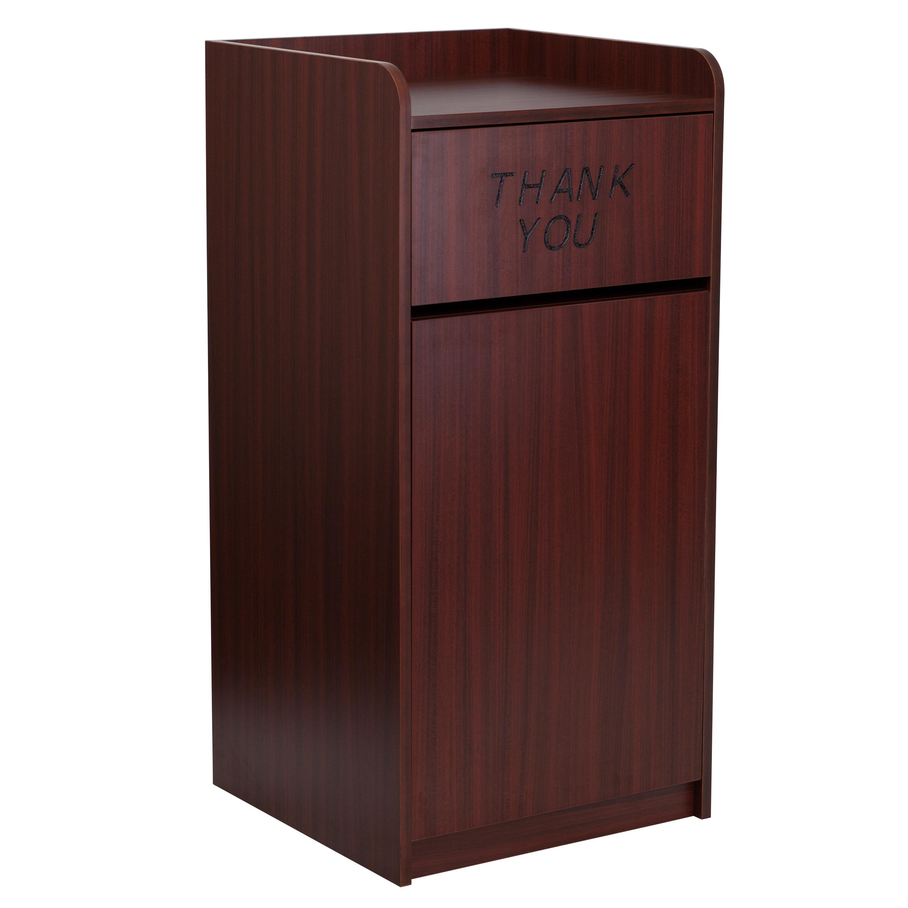 Sony 36-Gal. Wood Commercial Grade Tray Top Trash Receptacle by Flash Furniture