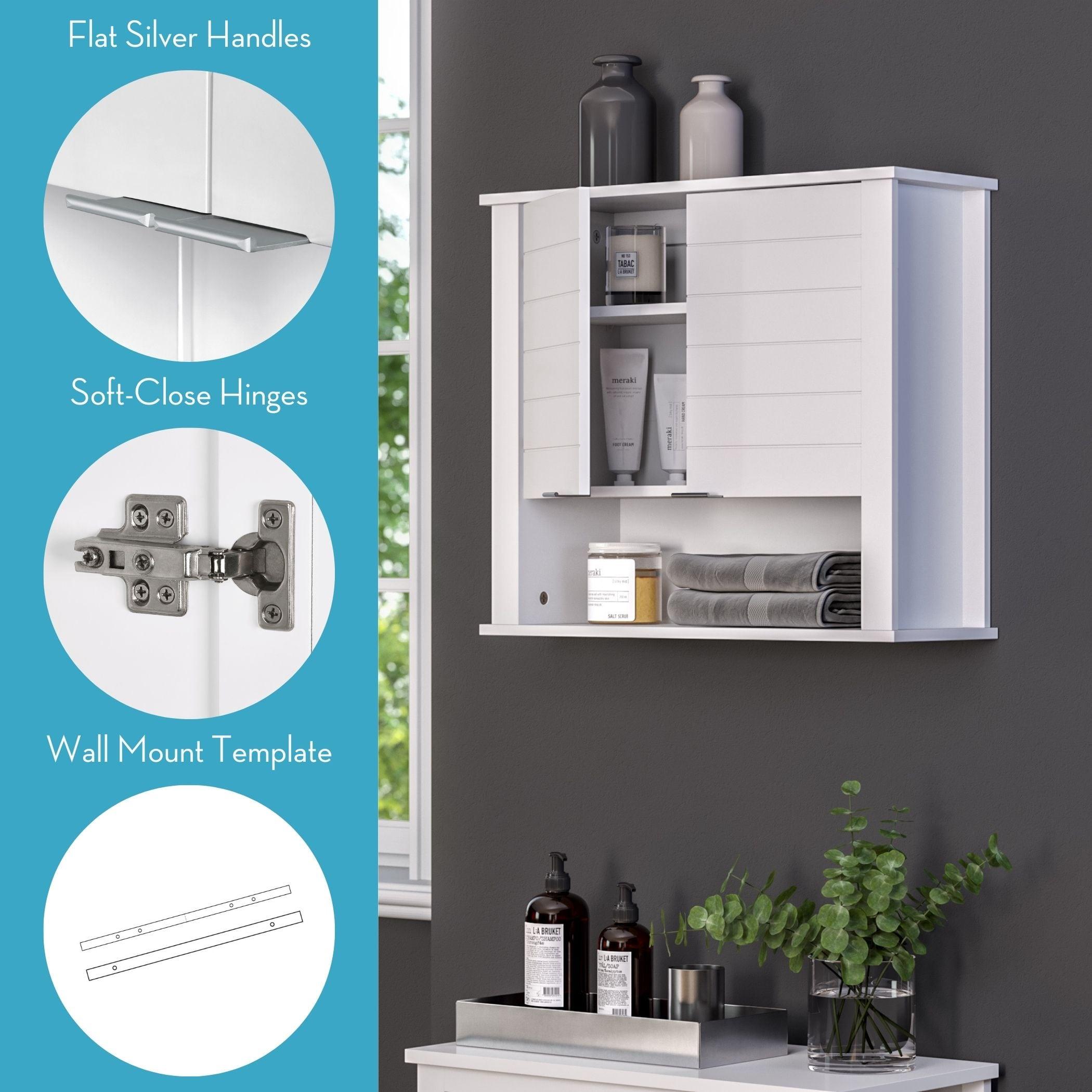RiverRidge Home RiverRidge Madison Two-Door Bathroom and Laundry Wall Mount Storage Medicine Cabinet with Fixed and Adjustable Shelf