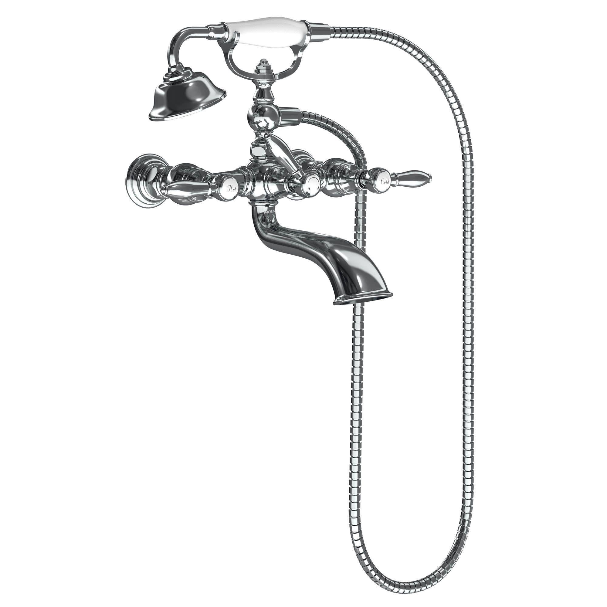 Weymouth Double Handle Floor Mounted Clawfoot Tub Faucet Trim with Diverter and Handshower