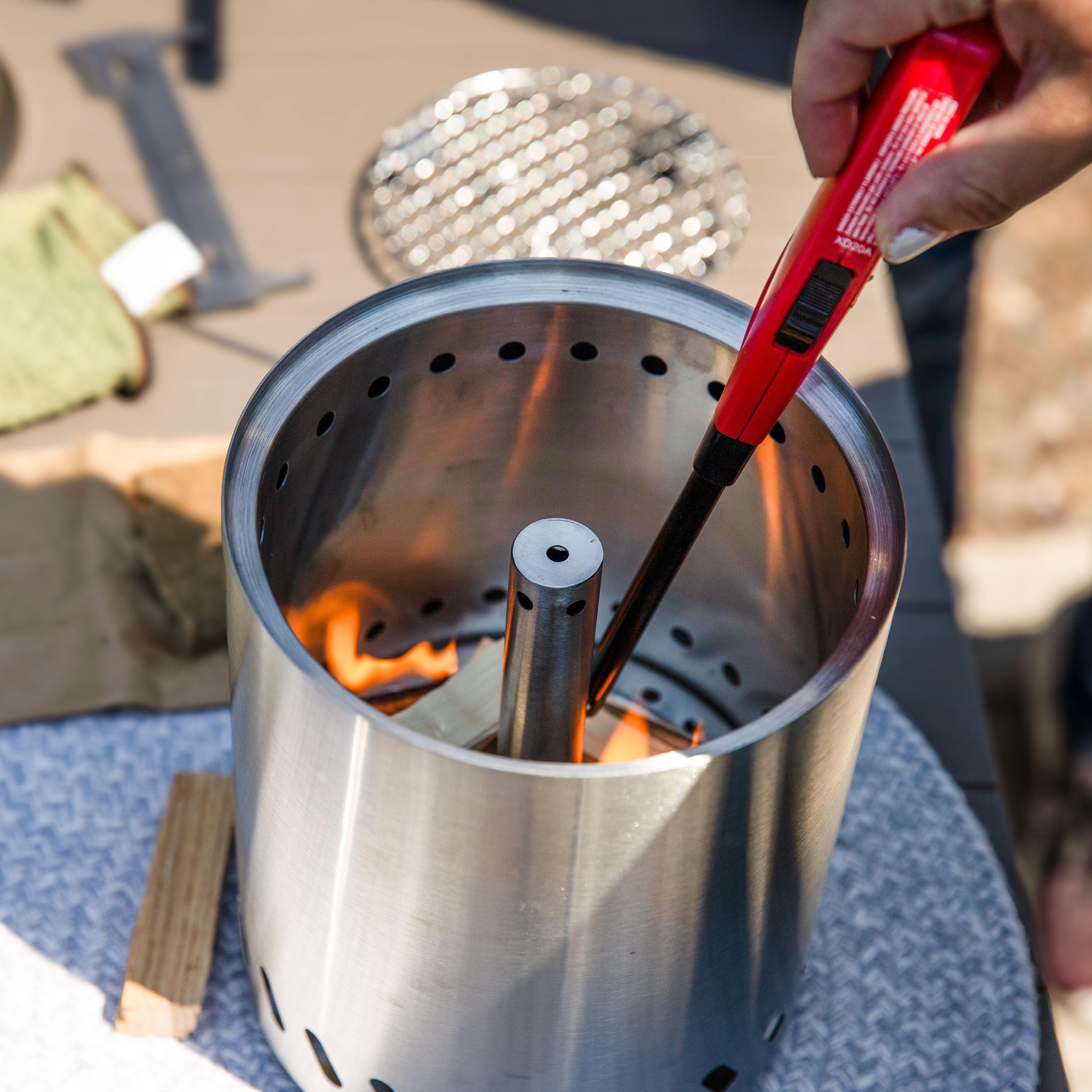 Sunnydaze Stainless Steel Tabletop Smokeless Fire Pit with Triple Burn Design - Silver