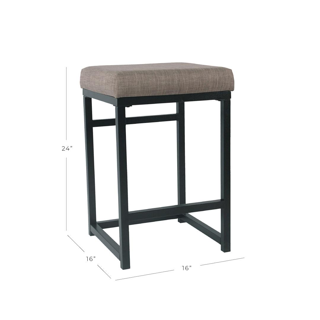 24" Open Back Metal Counter Height Barstool Dark Gray - HomePop: Kitchen Island Seating