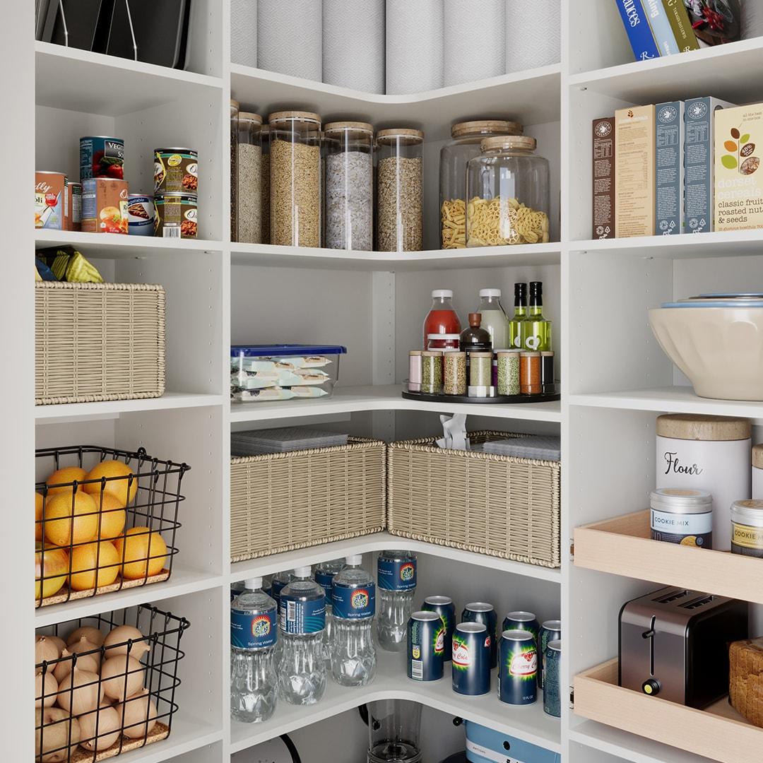 55 in. W White Wood Pantry Corner System