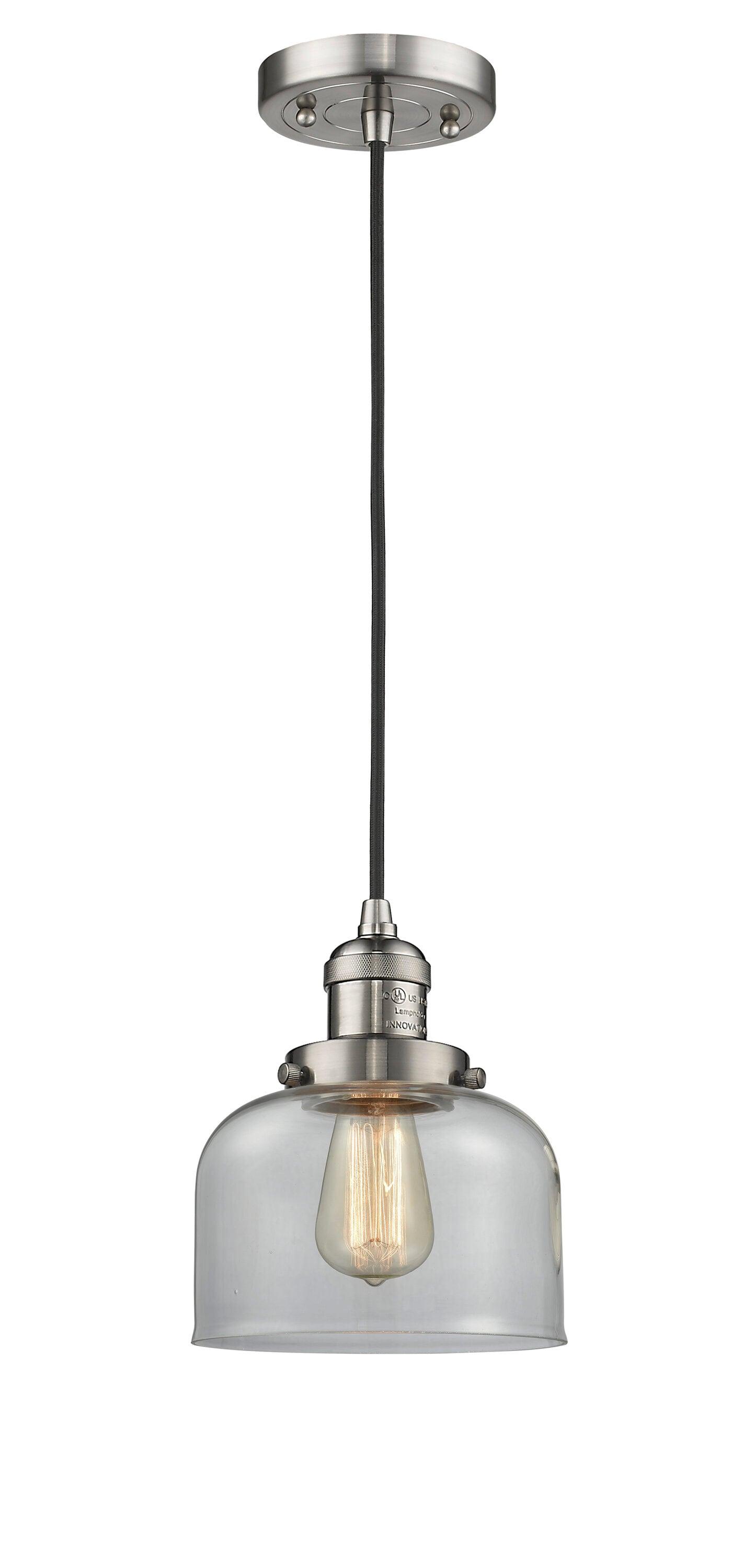 Innovations Lighting  Franklin Restoration Bell - 1 Light 8" Cord Hung Mini Pendant Clear/Brushed Satin Nickel