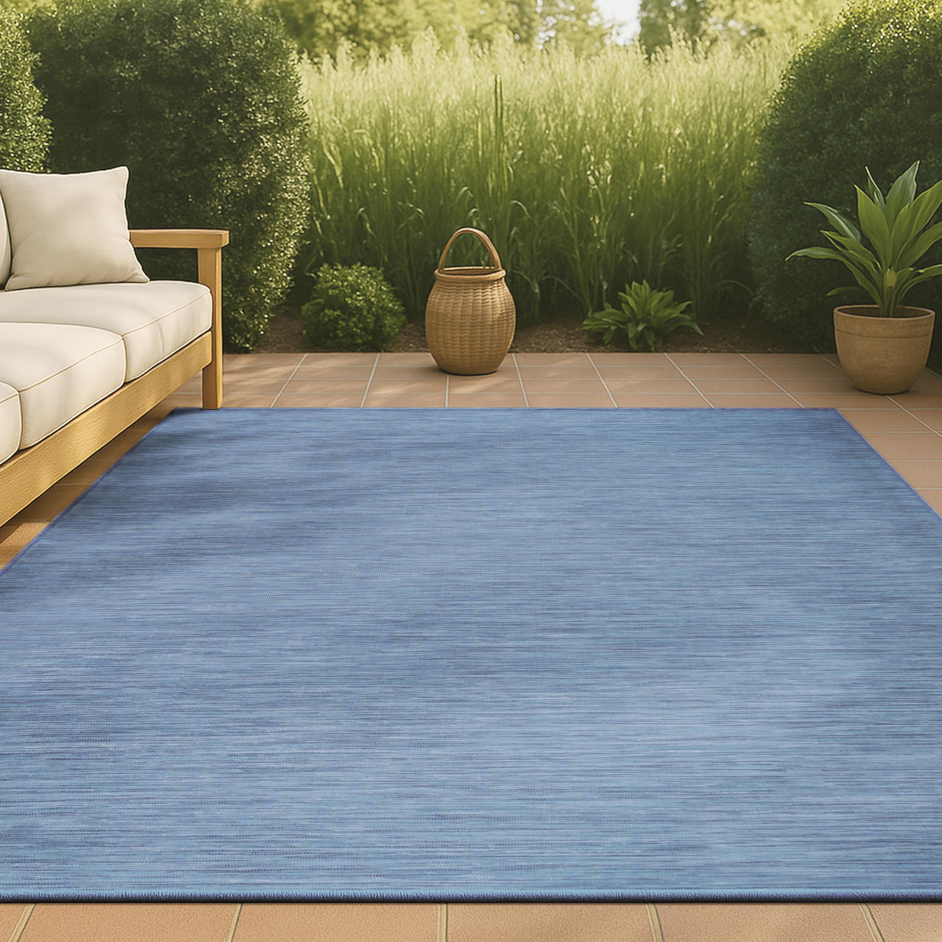 9'x12' Ethan Modern Flatweave Solid  Area Rug, Blue - JONATHAN Y
