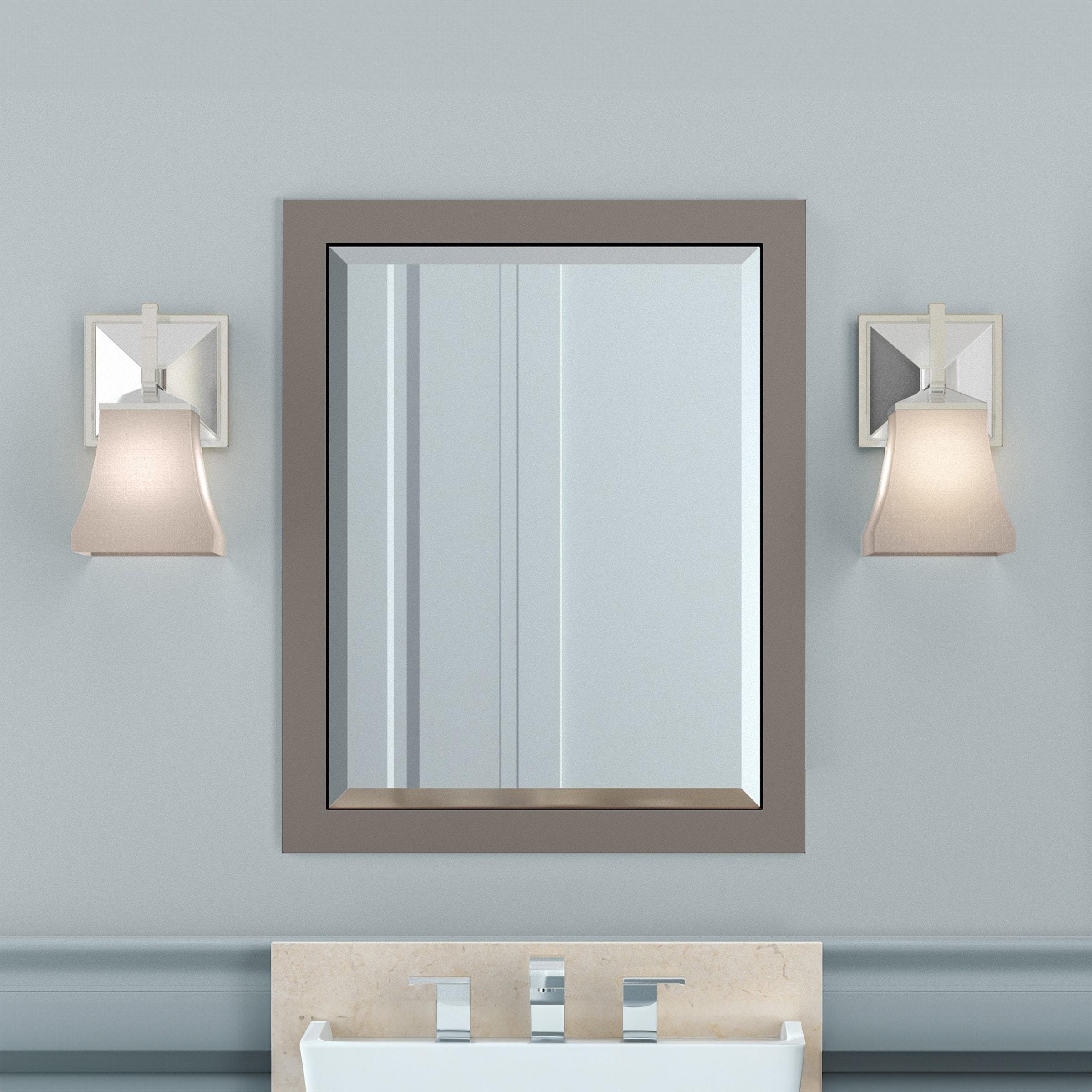 Alaterre Furniture 24" Beveled Bath Vanity Mirror, Gray
