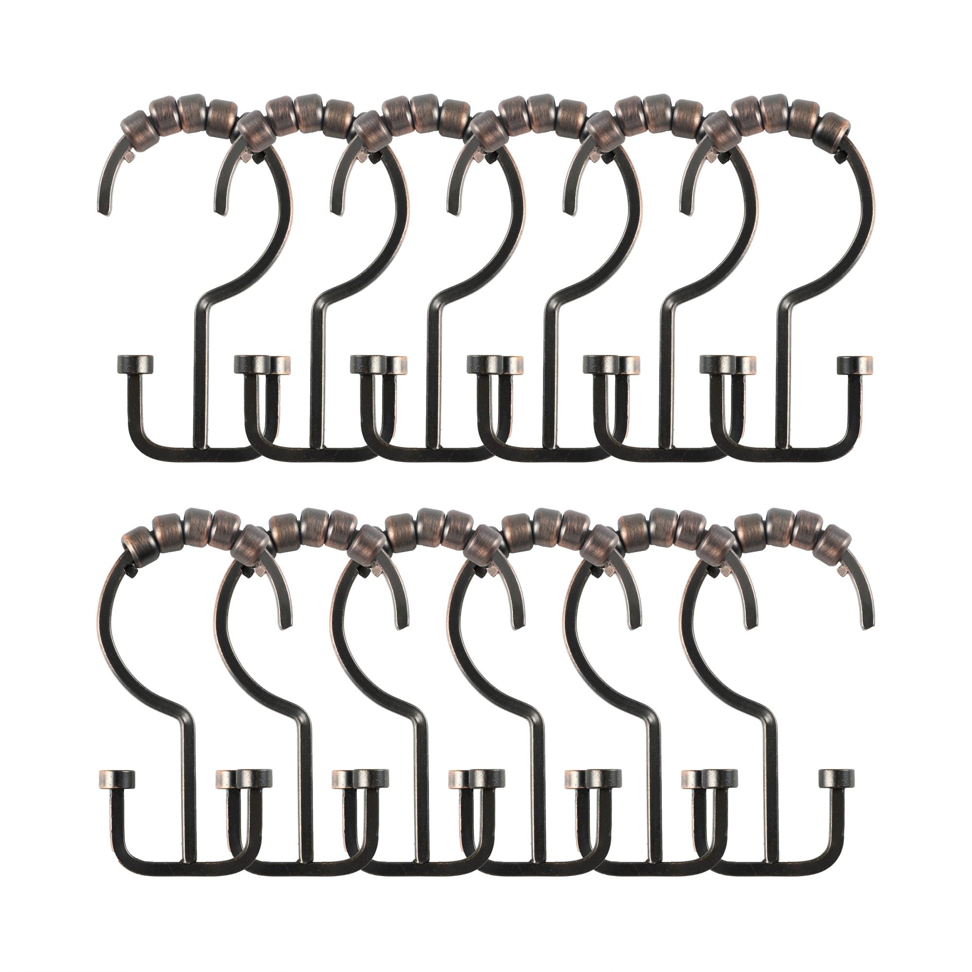 Utopia Alley Shower Hooks - Double Shower Curtain Rings for Bathroom - Rust Resistant Shower Curtain Hooks for Shower Curtain or Liner - Double Shower Curtain Hooks - Set of 12, Oil Rubbed Bronze