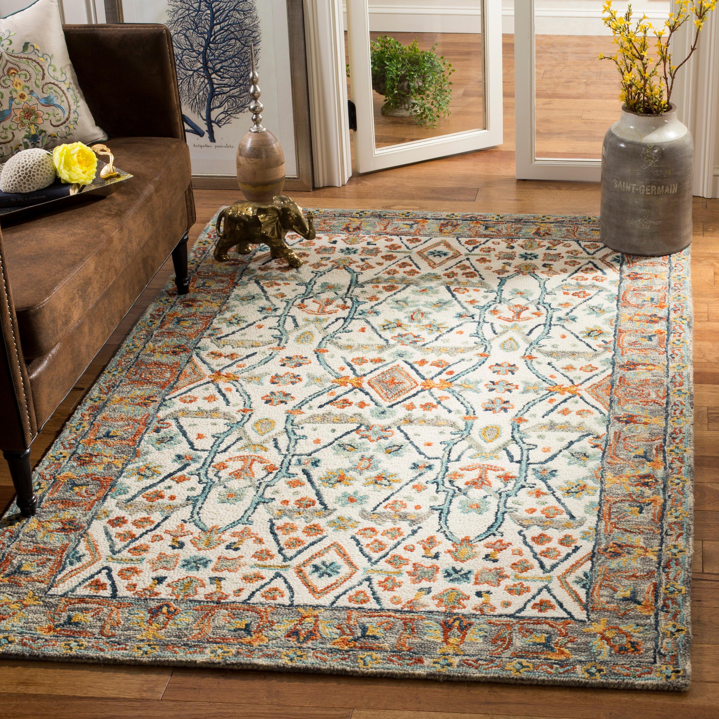 Aspen APN308 Hand Tufted Indoor Area Rug - Ivory/Blue - 4'x6' - Safavieh