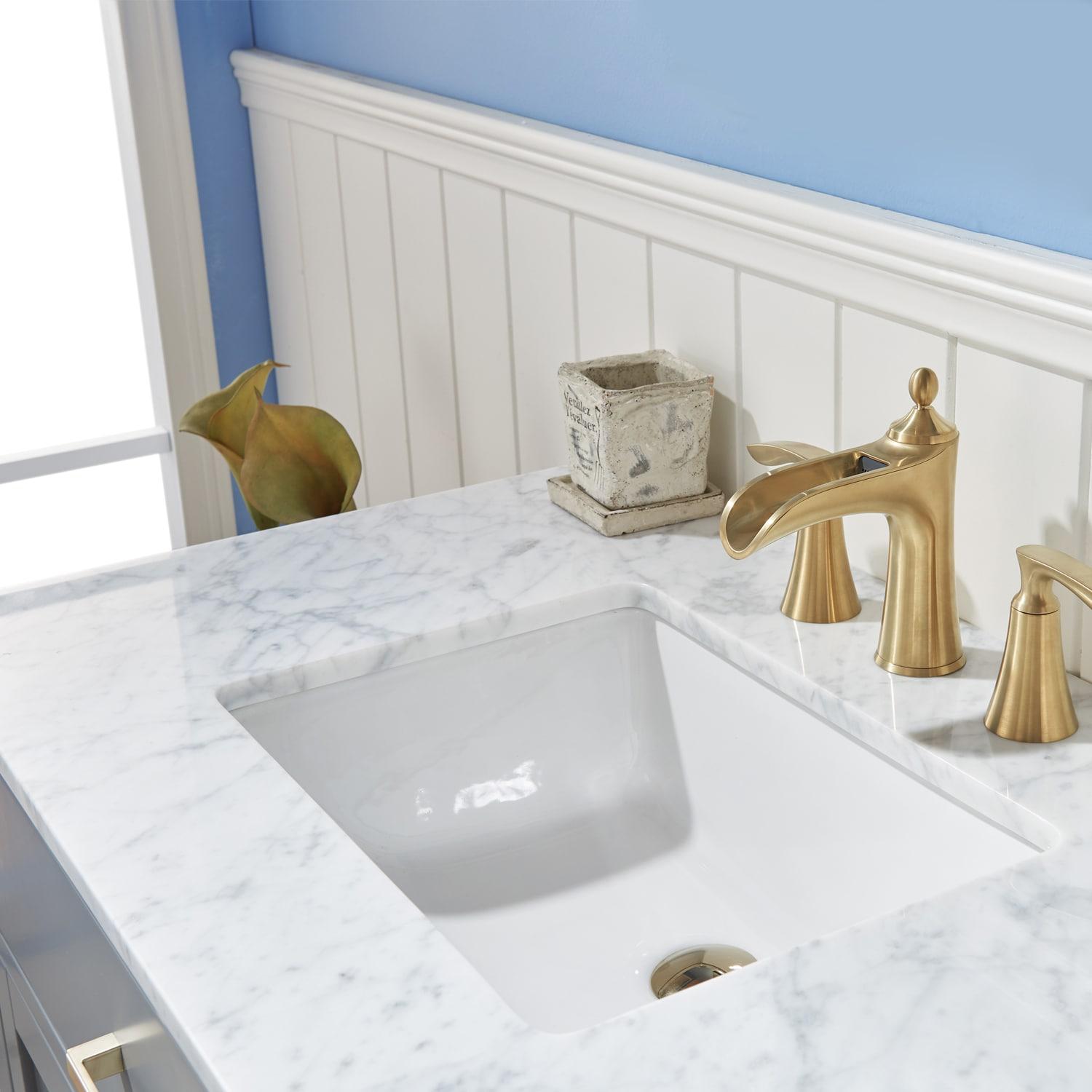 Ivy 36" Marble Countertop Single Vanity w/o Mirror Gray