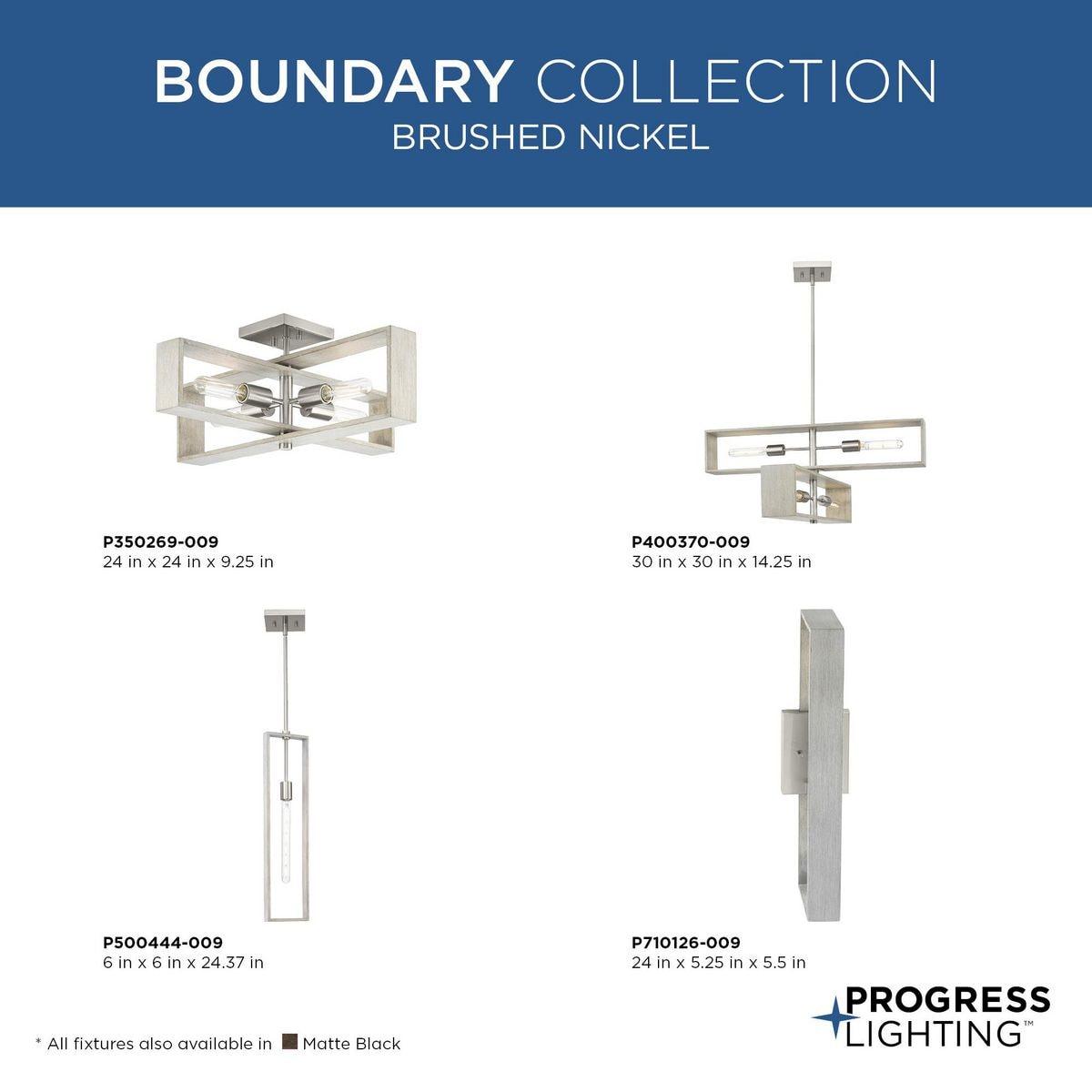 Progress Lighting Boundary 1-Light Hanging Pendant, Brushed Nickel, Grey Washed Oak, Open Frame, Design Series